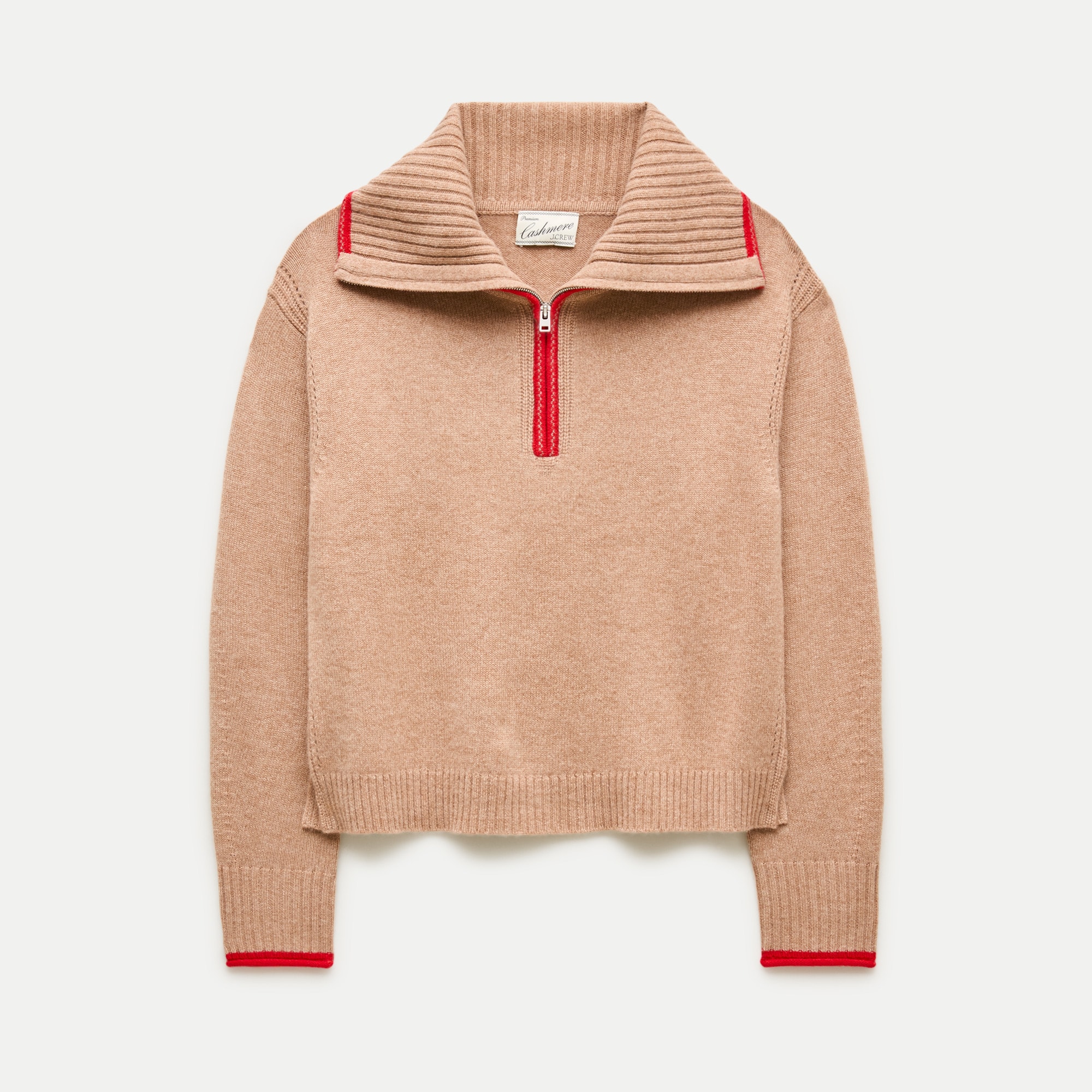 Cashmere quarter-zip sweater with tipping