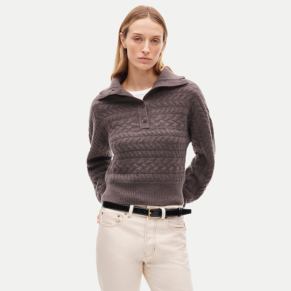 Cashmere collared cable-knit sweater by J.Crew