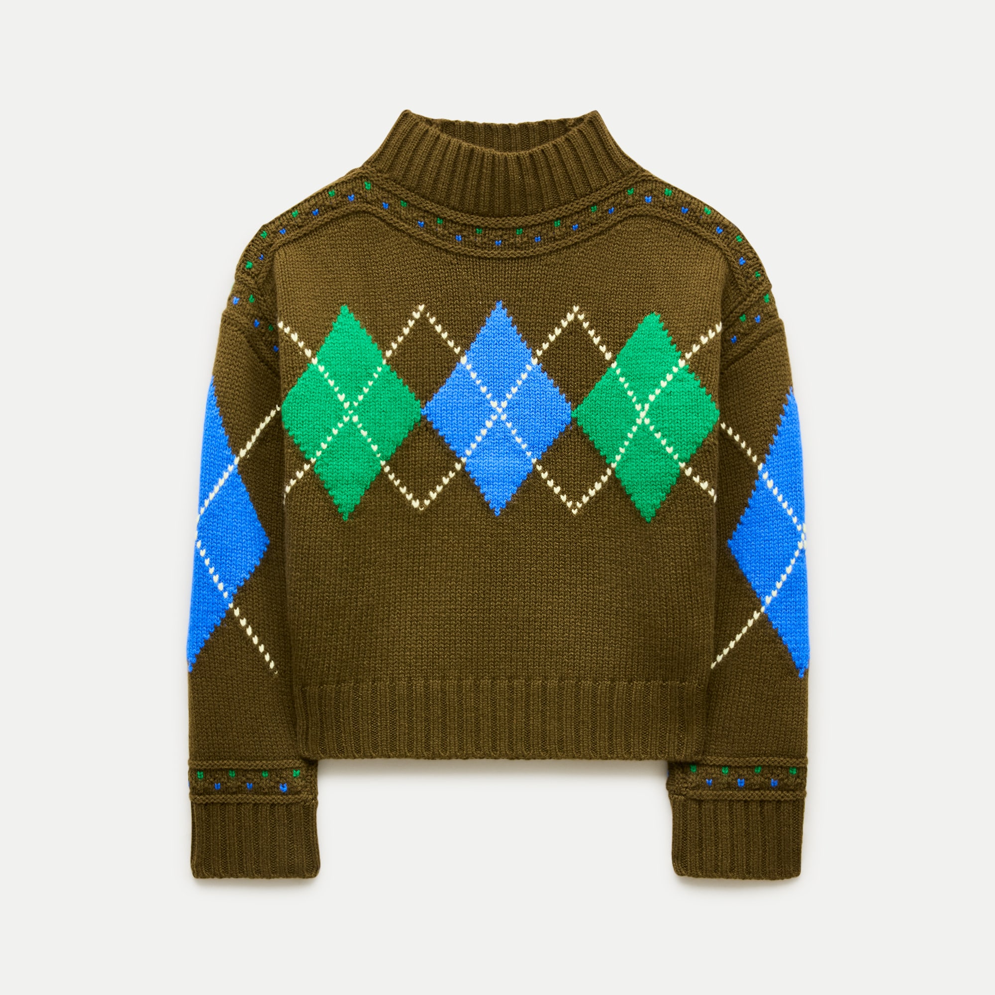 Mockneck sweater in argyle vintage wool