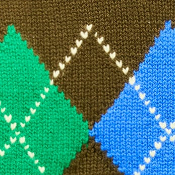 Mockneck sweater in argyle vintage wool VINTAGE ELM BLUE GREEN