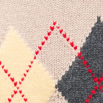 Mockneck sweater in argyle vintage wool HTHR MUSHROOM CHARCOAL 