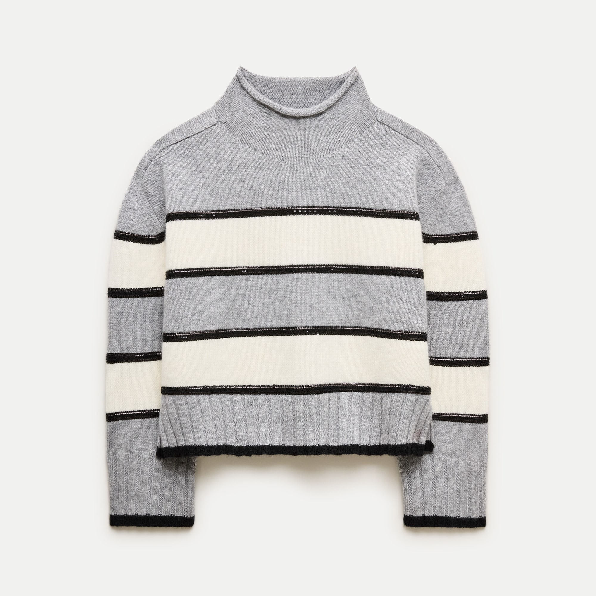 Vintage wool Rollneck™ sweater in embellished stripe