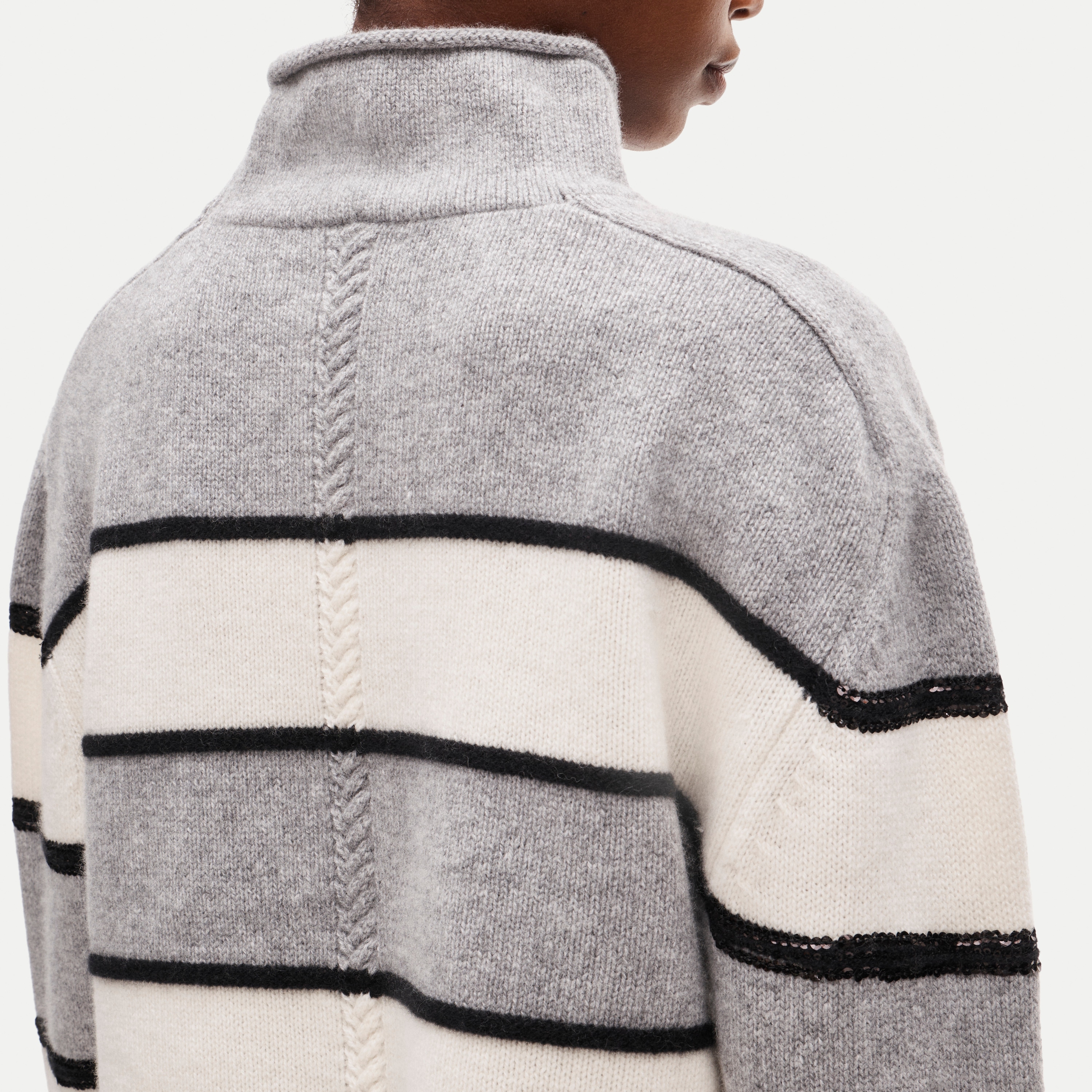Vintage wool Rollneck™ sweater in embellished stripe