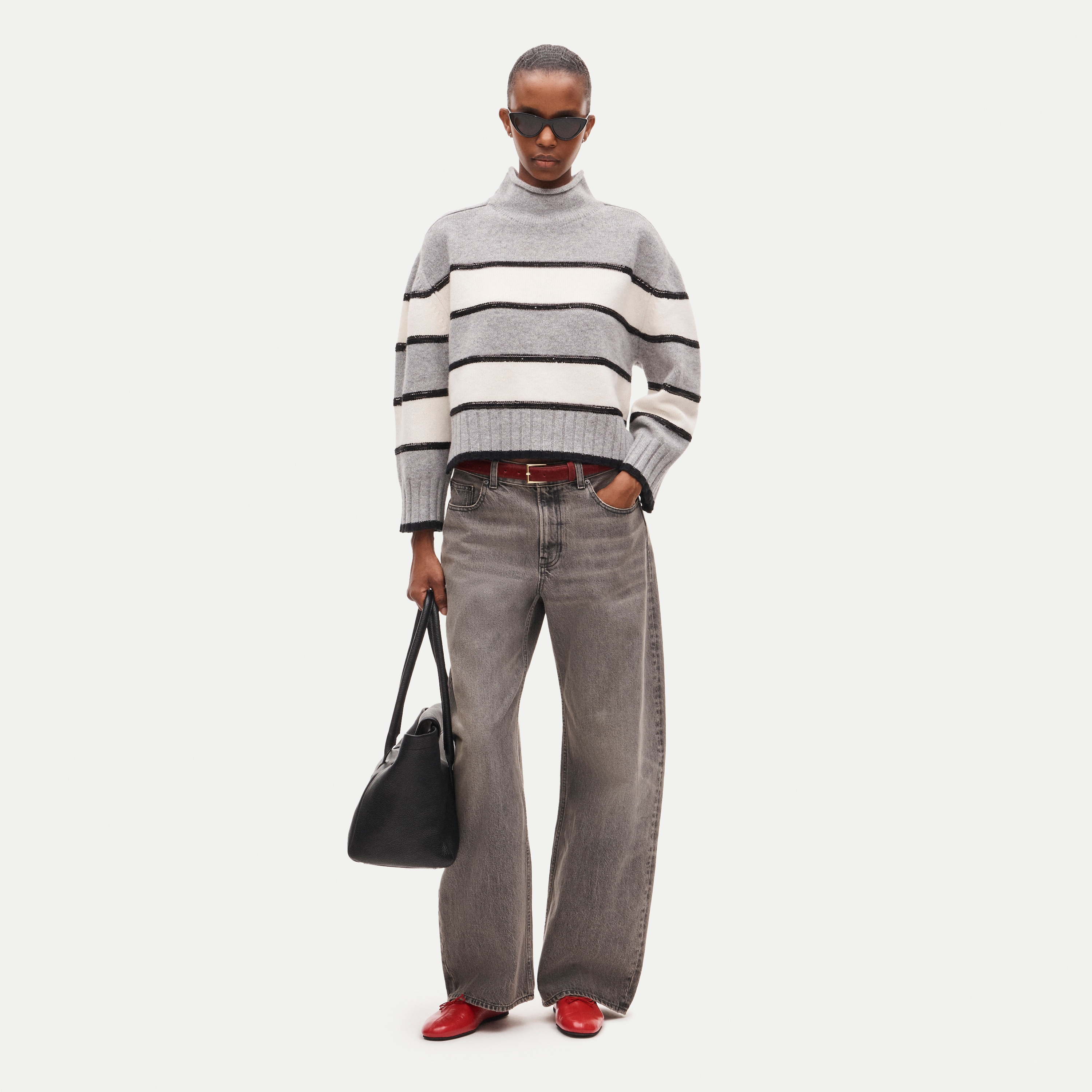 Vintage wool Rollneck™ sweater in embellished stripe