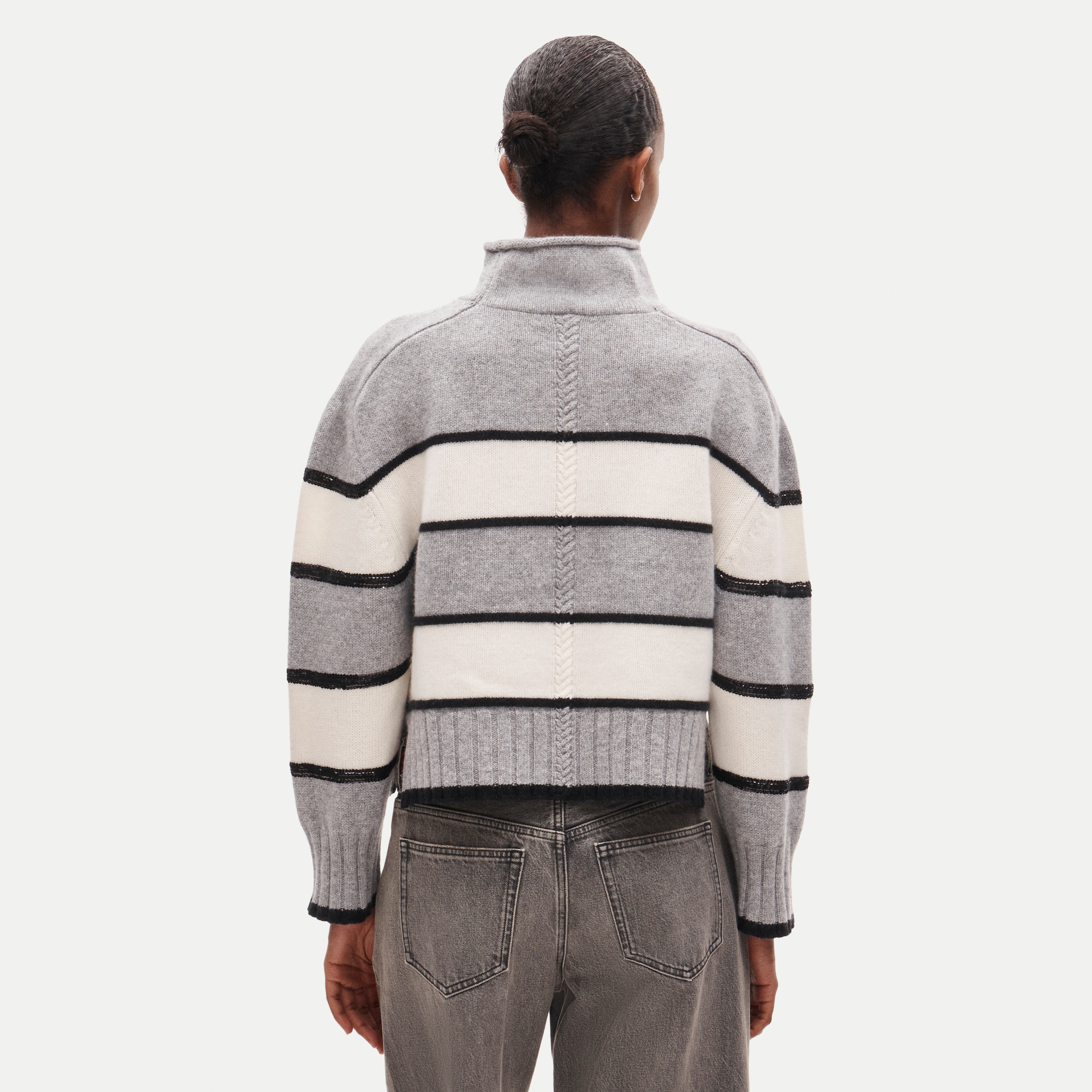 Vintage wool Rollneck™ sweater in embellished stripe