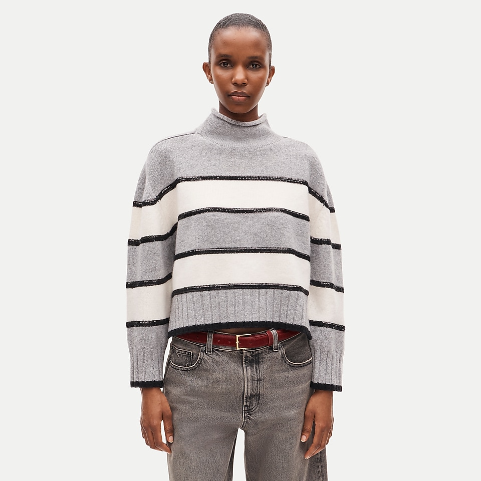 Vintage wool Rollneck™ sweater in embellished stripe by J.Crew