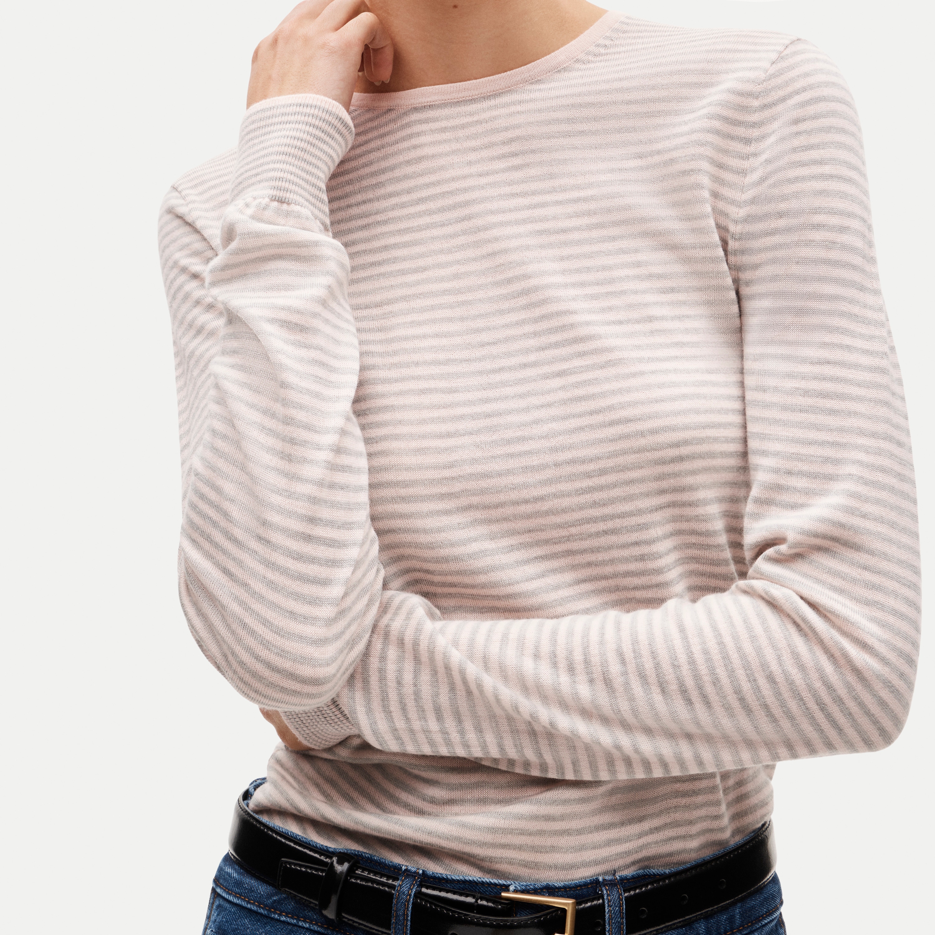 Clair crewneck sweater in striped merino wool