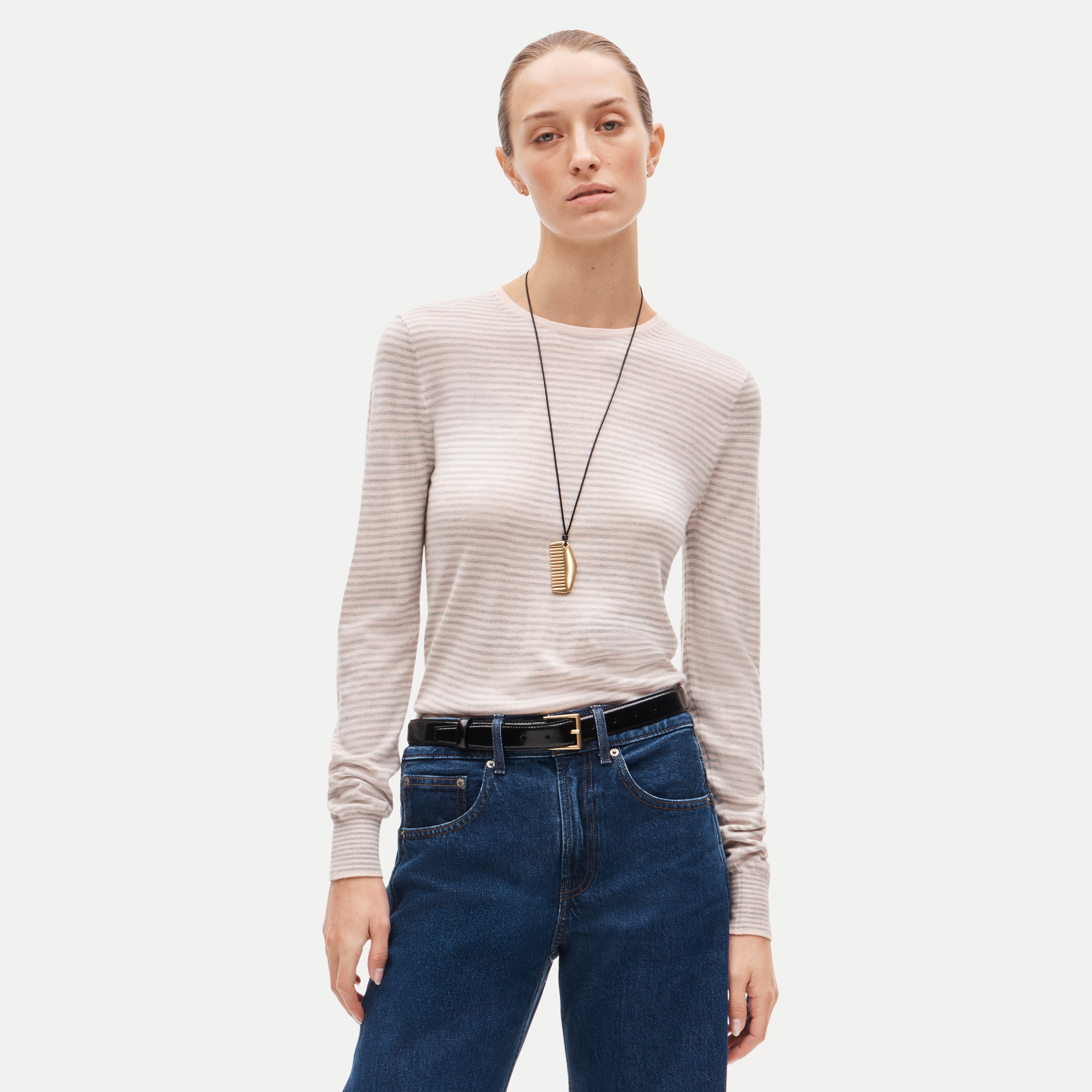 Clair crewneck sweater in striped merino wool