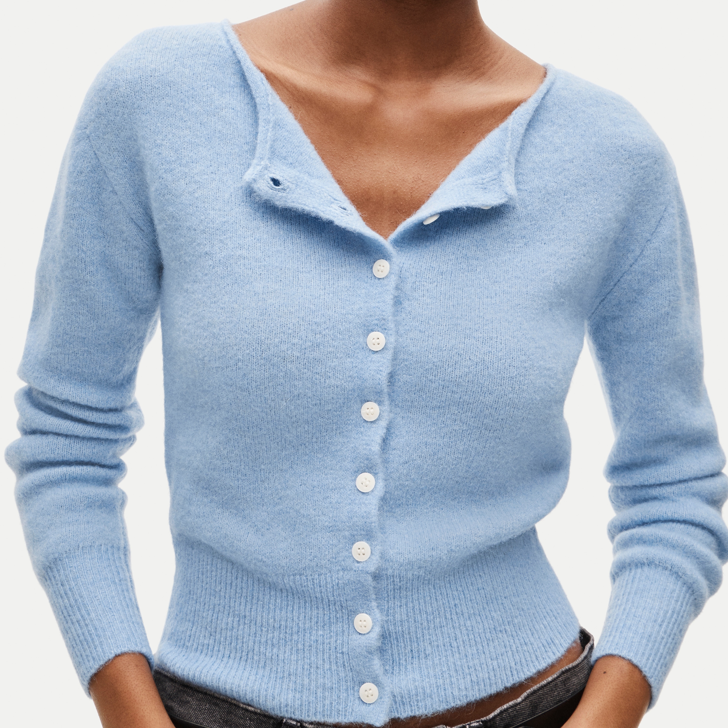 Boatneck cardigan in alpaca blend