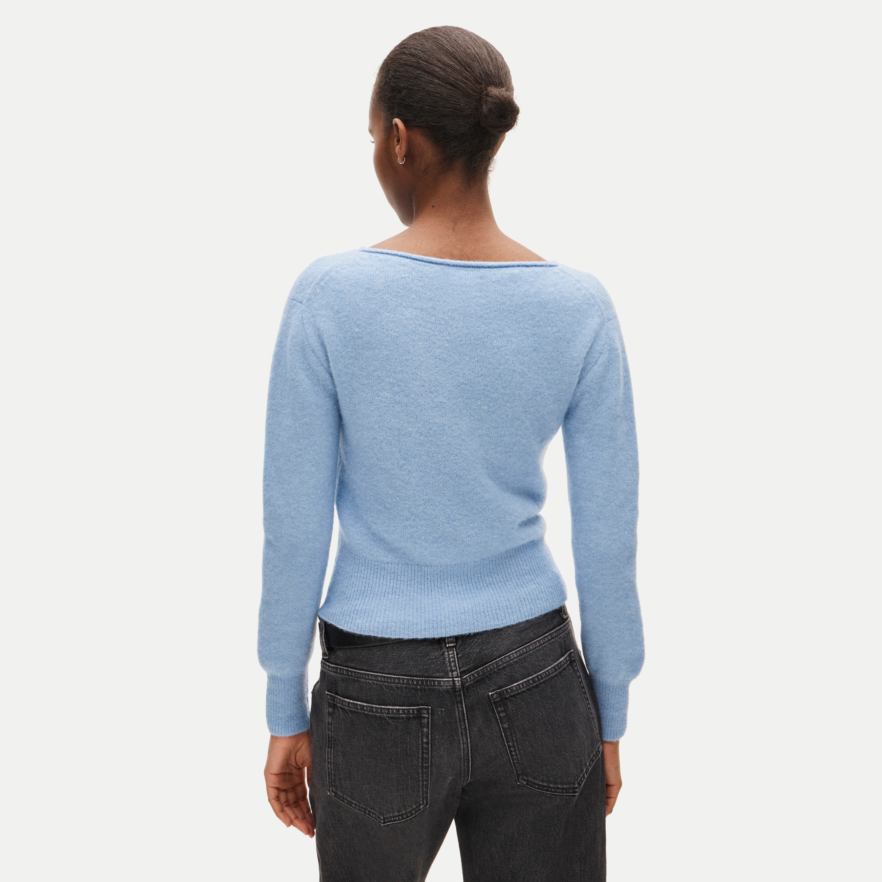Boatneck cardigan in alpaca blend