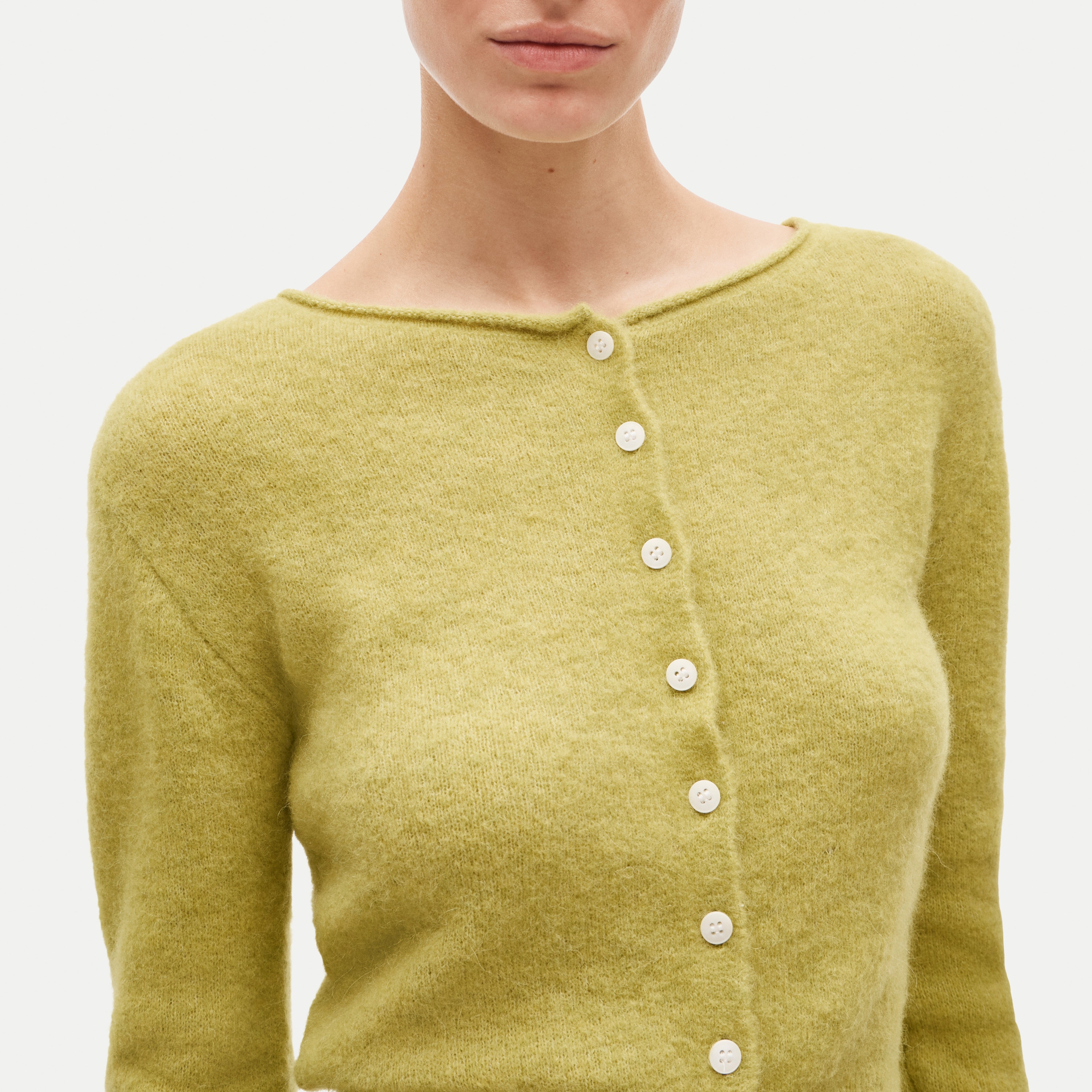 Boatneck cardigan in alpaca blend