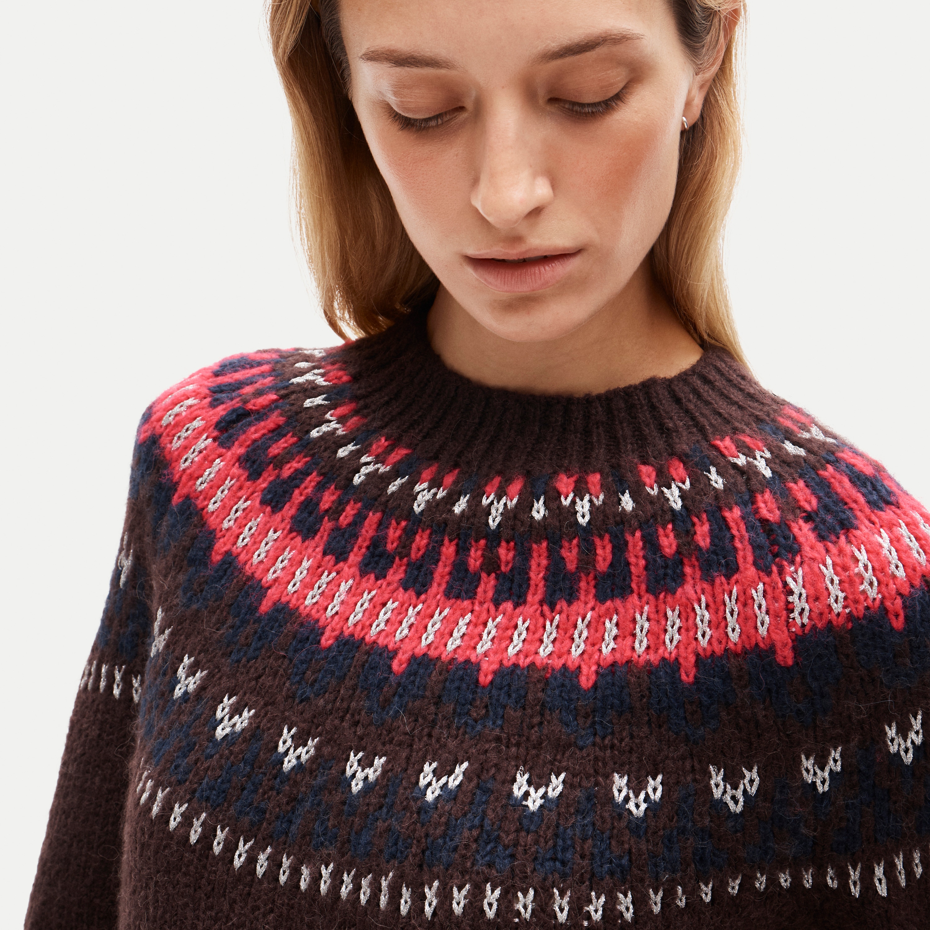 Fair Isle mockneck sweater
