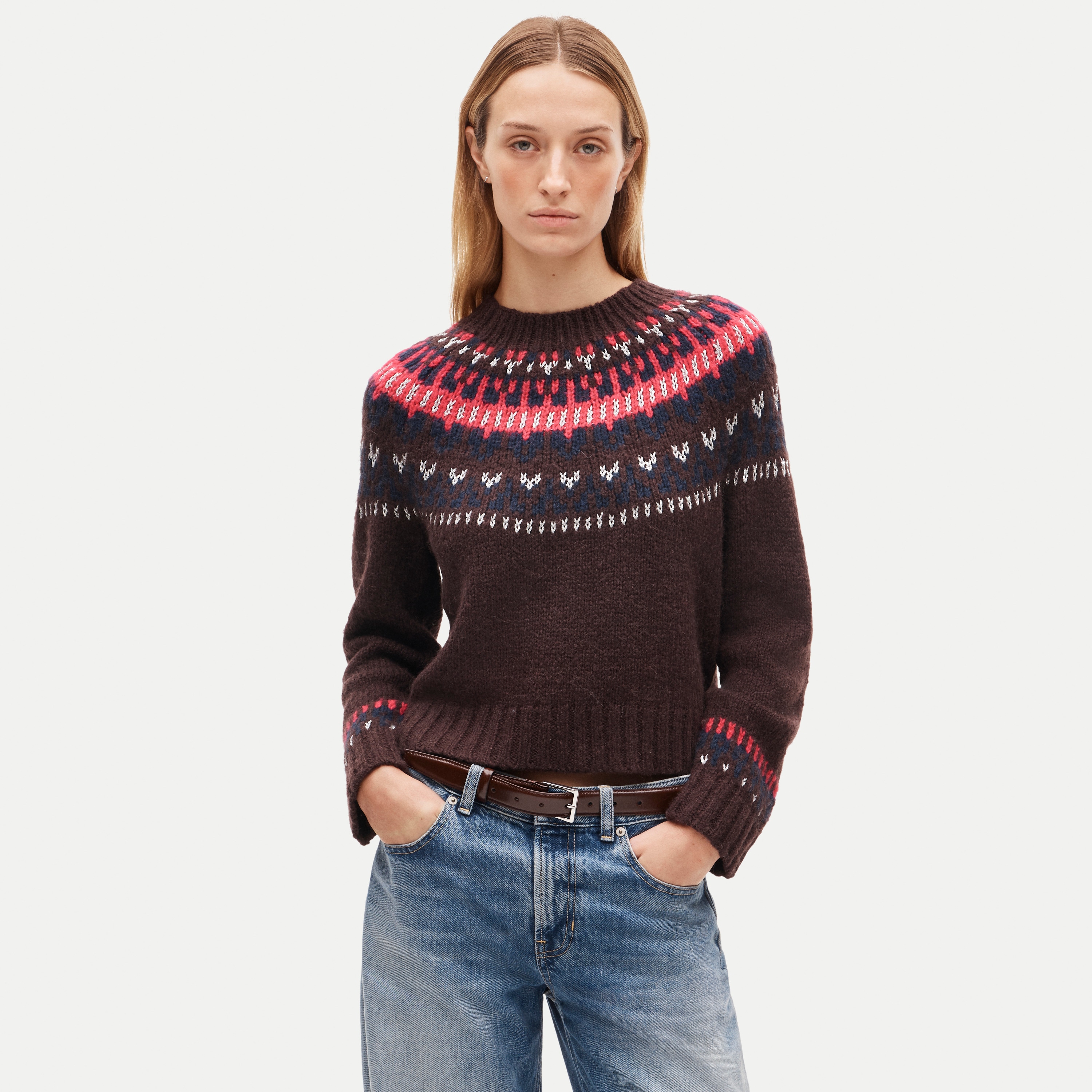 Fair Isle mockneck sweater