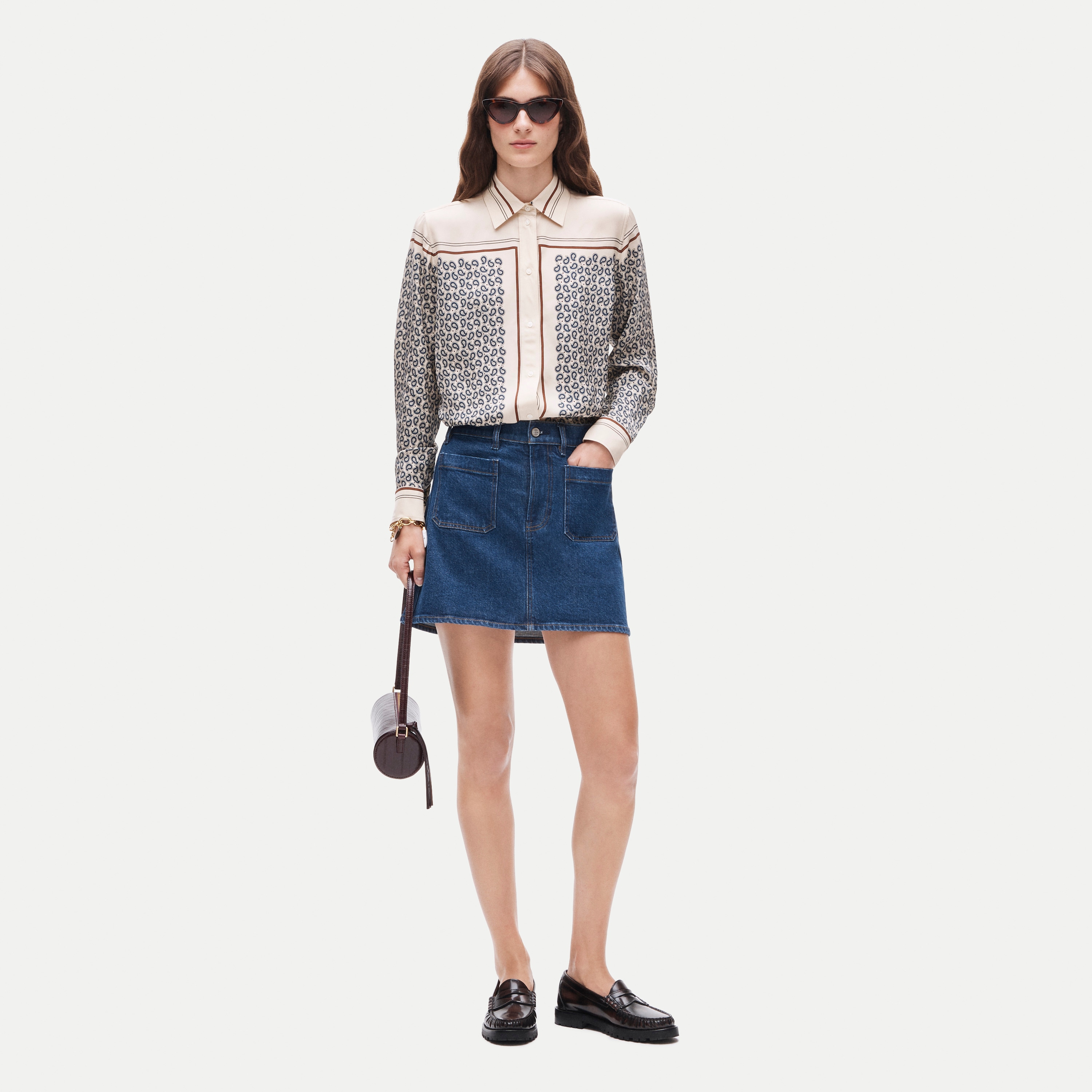 Jules classic-fit button-up shirt in scarf-print viscose twill