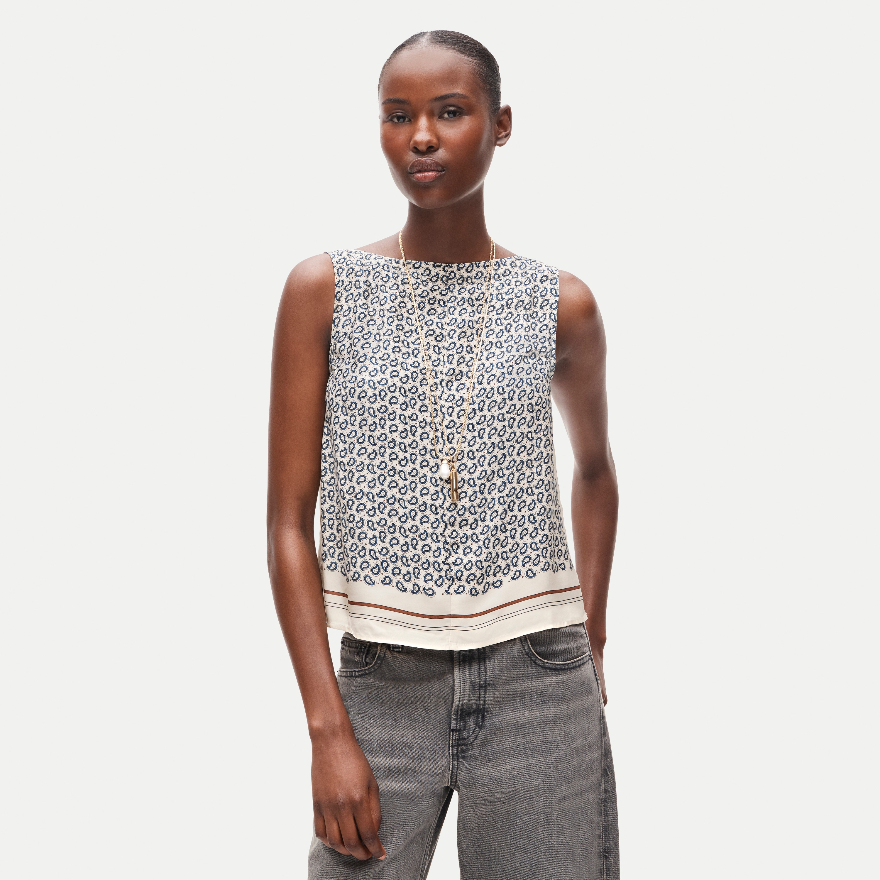 Shell Top In Scarf-print Viscose Twill For Women | J.Crew