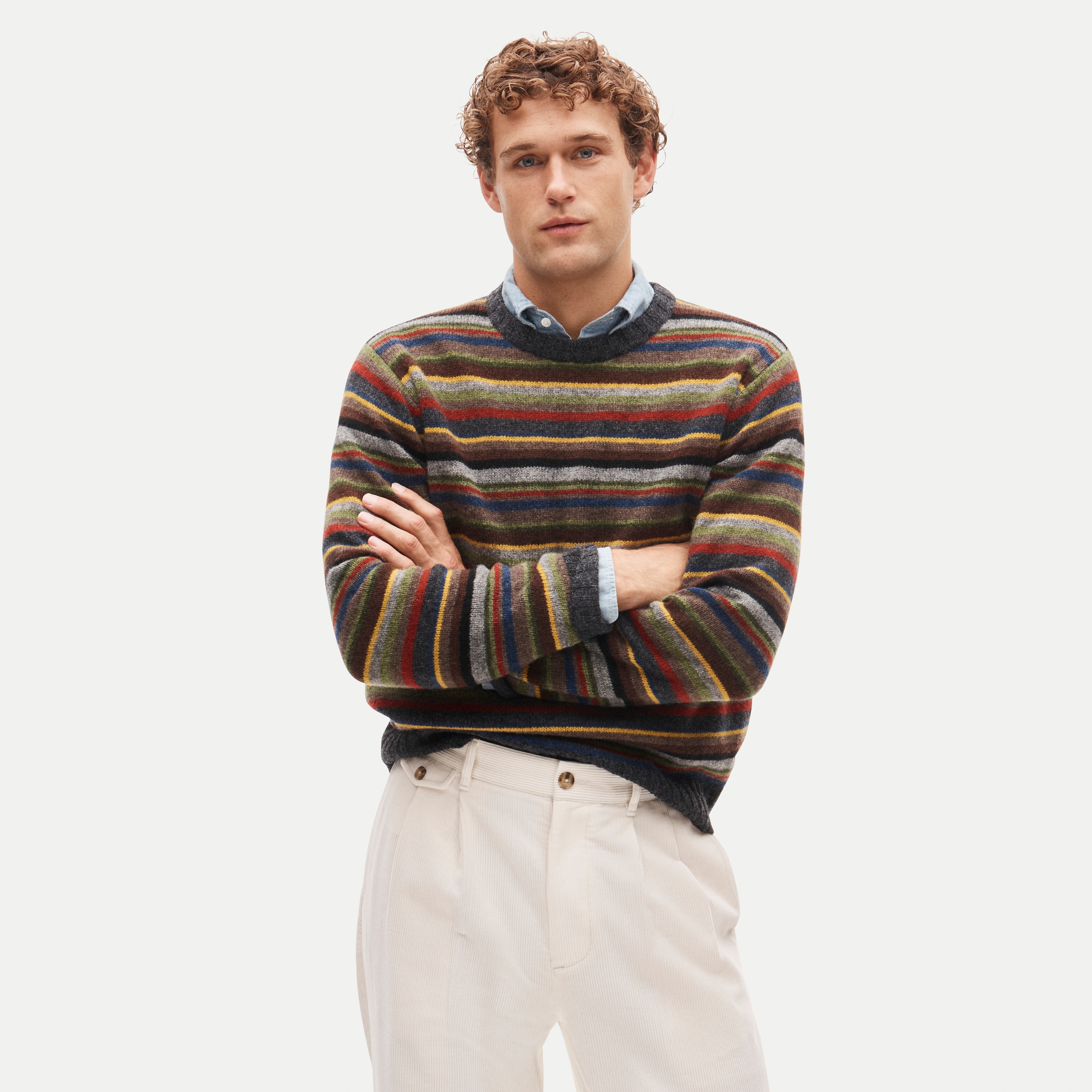 Wool sweater in multistripe