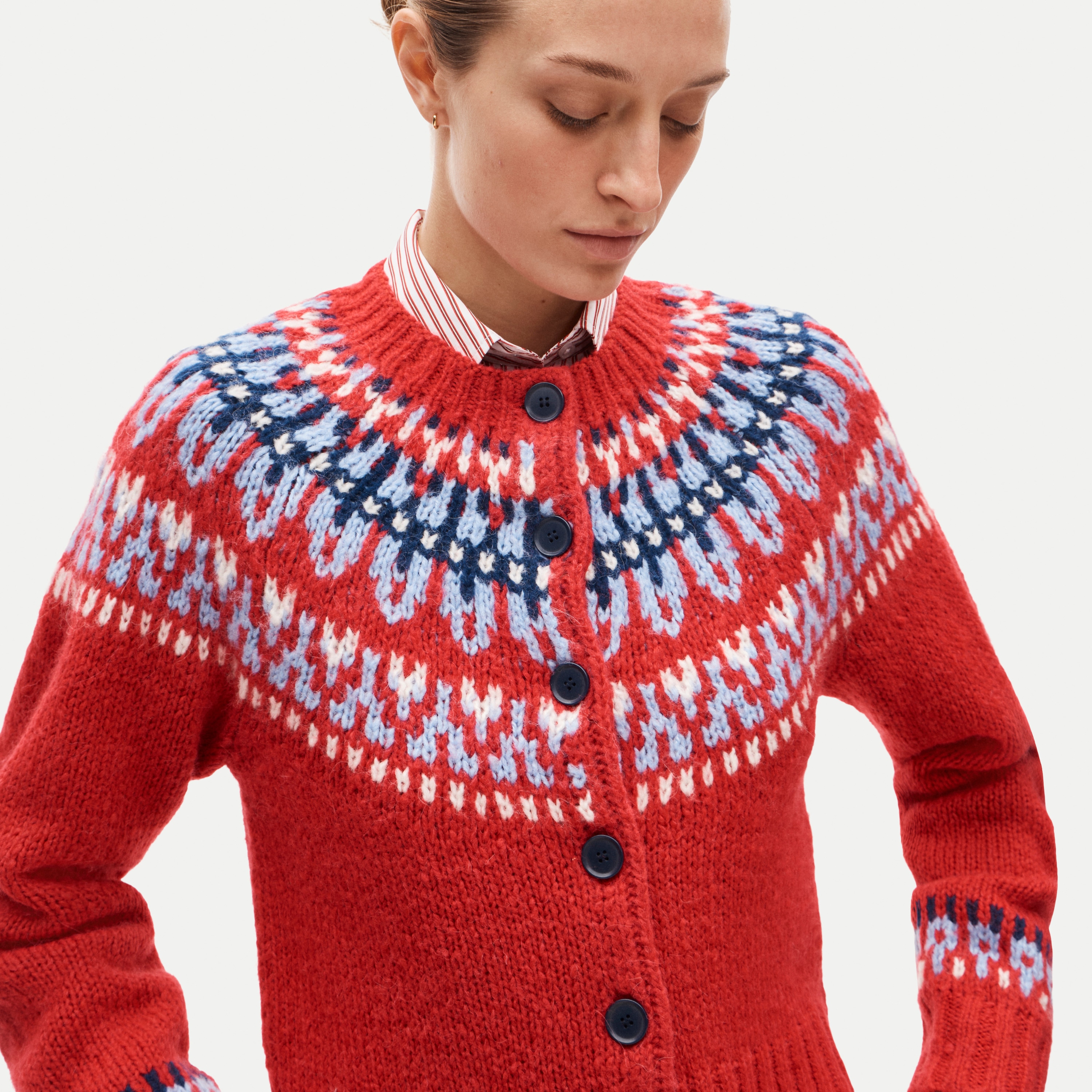 Fair Isle crewneck cardigan