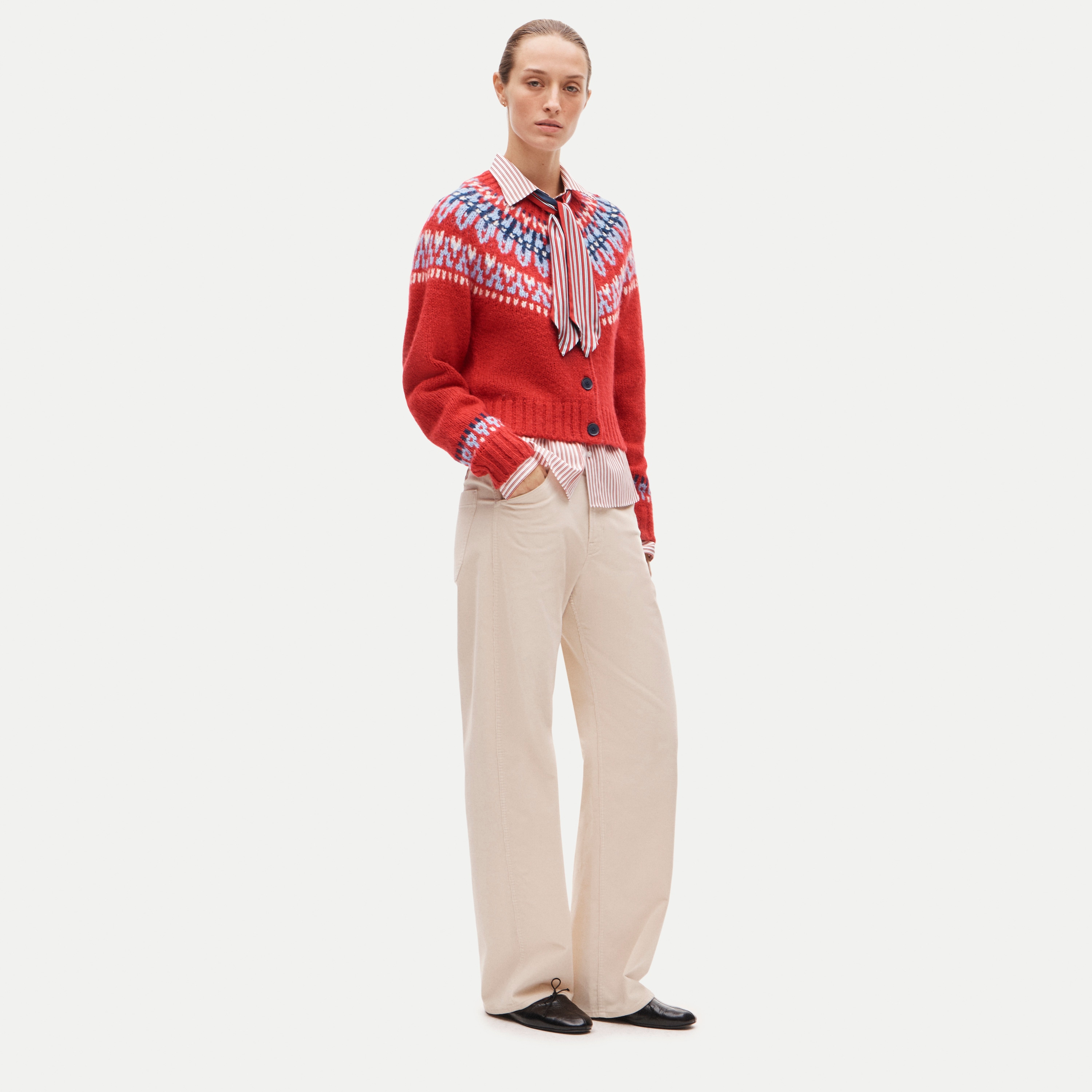 Fair Isle crewneck cardigan