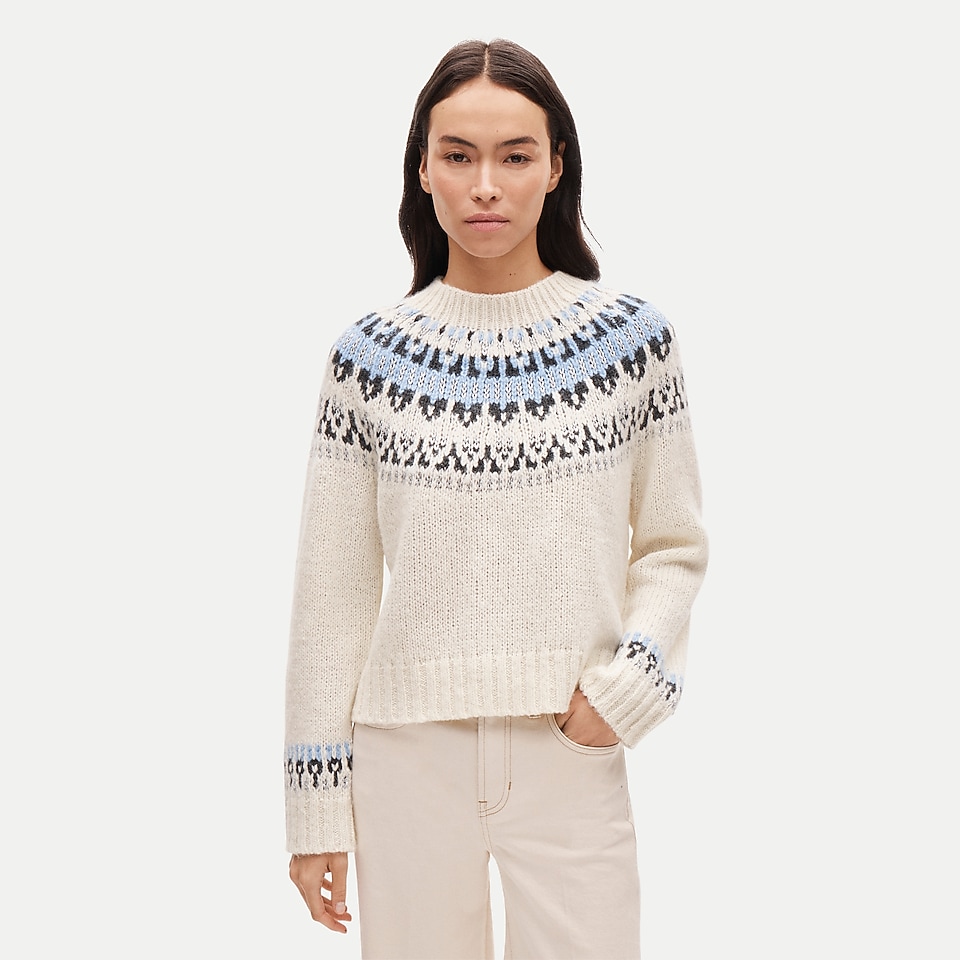 Fair Isle mockneck sweater in alpaca blend by J.Crew
