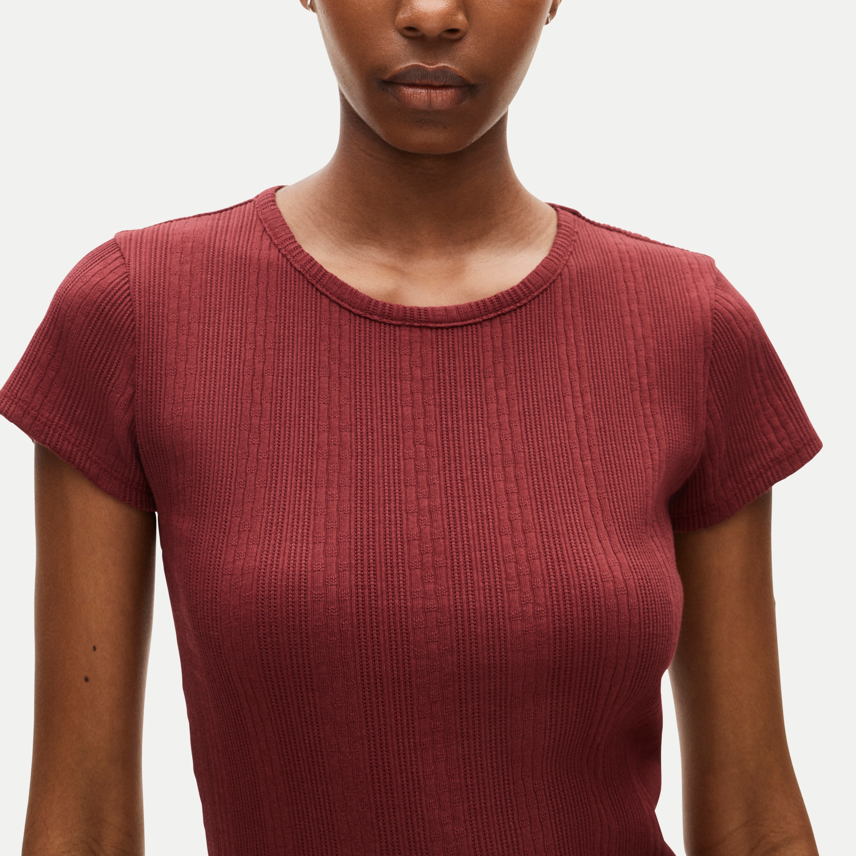 Pointelle crewneck T-shirt