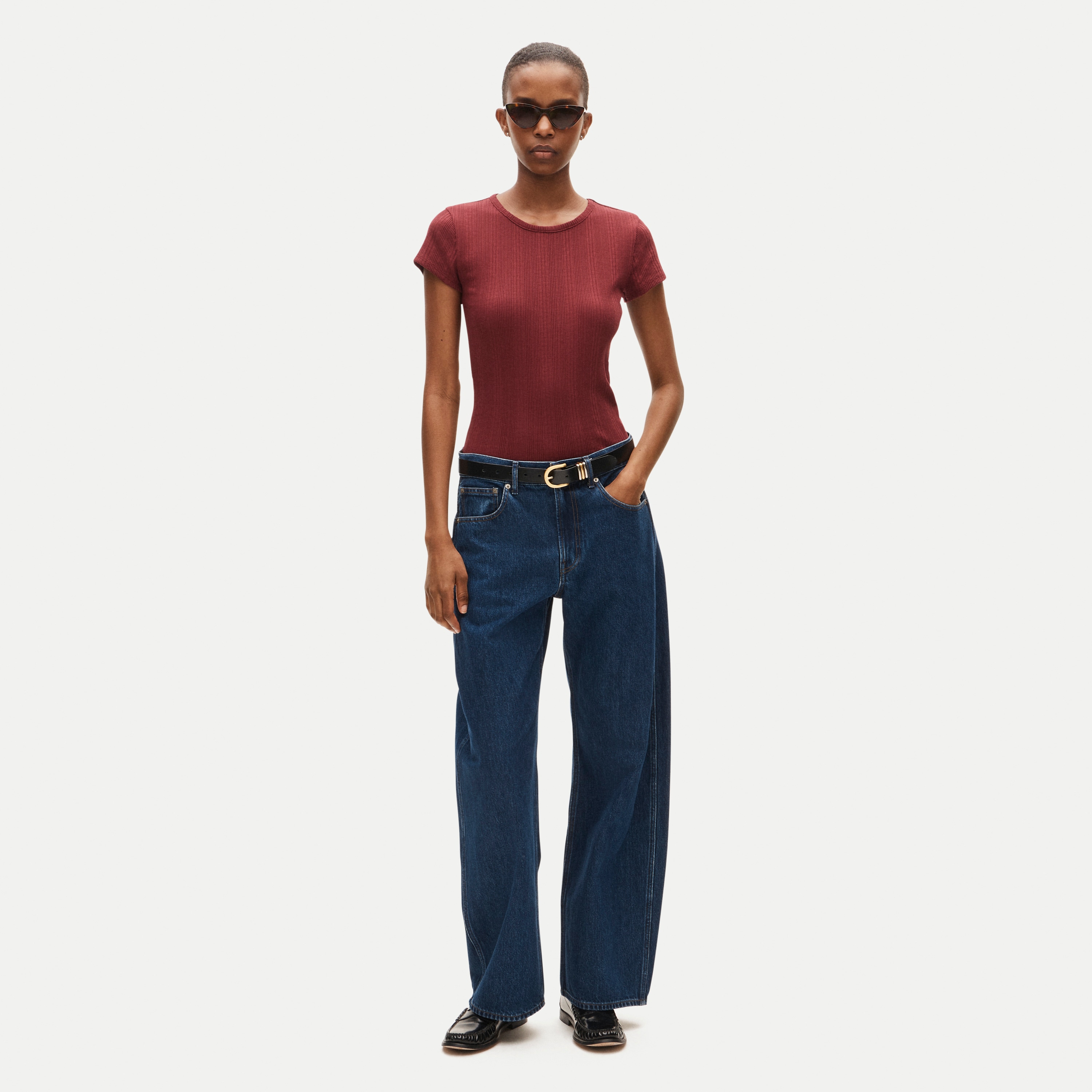 Pointelle crewneck T-shirt