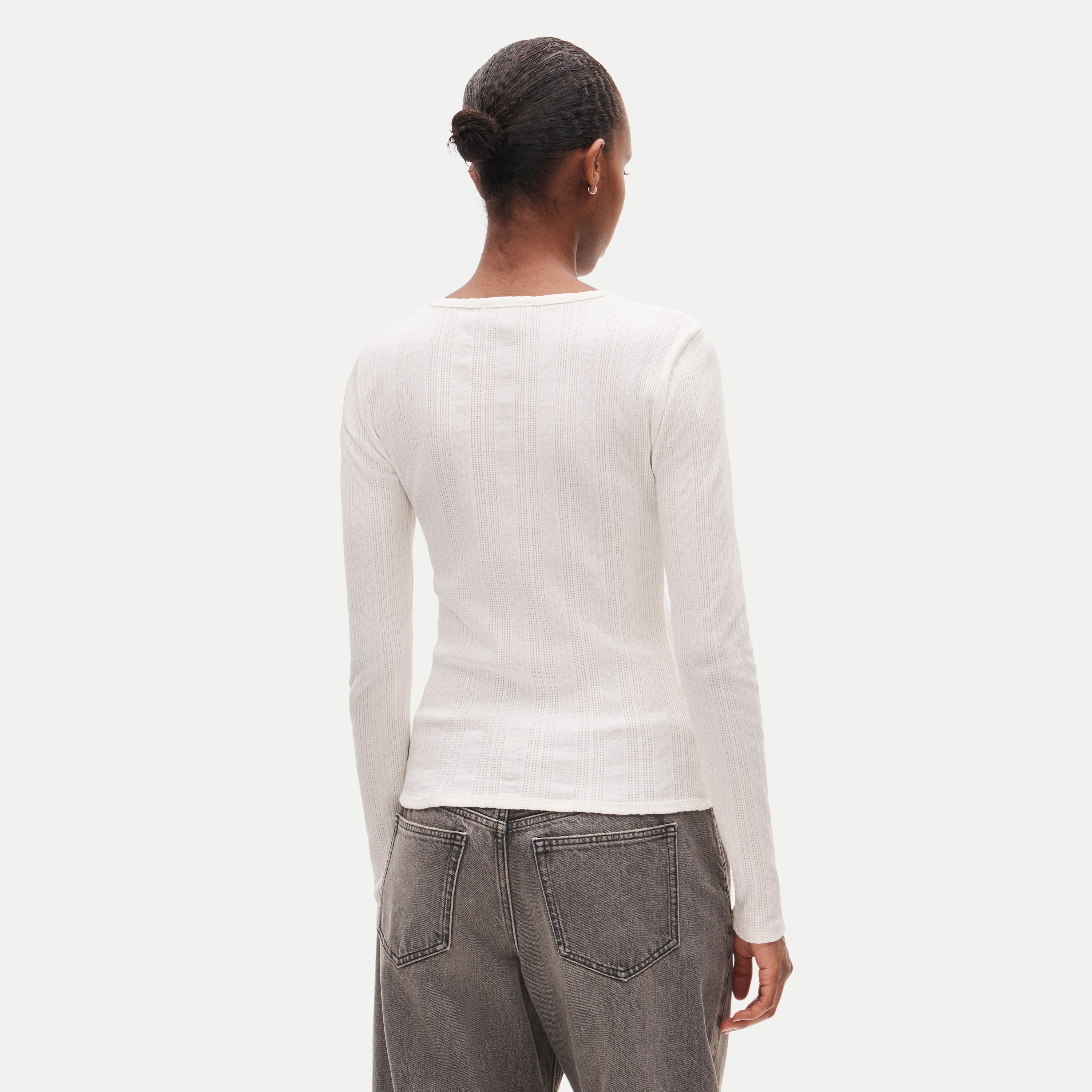 Pointelle long-sleeve T-shirt