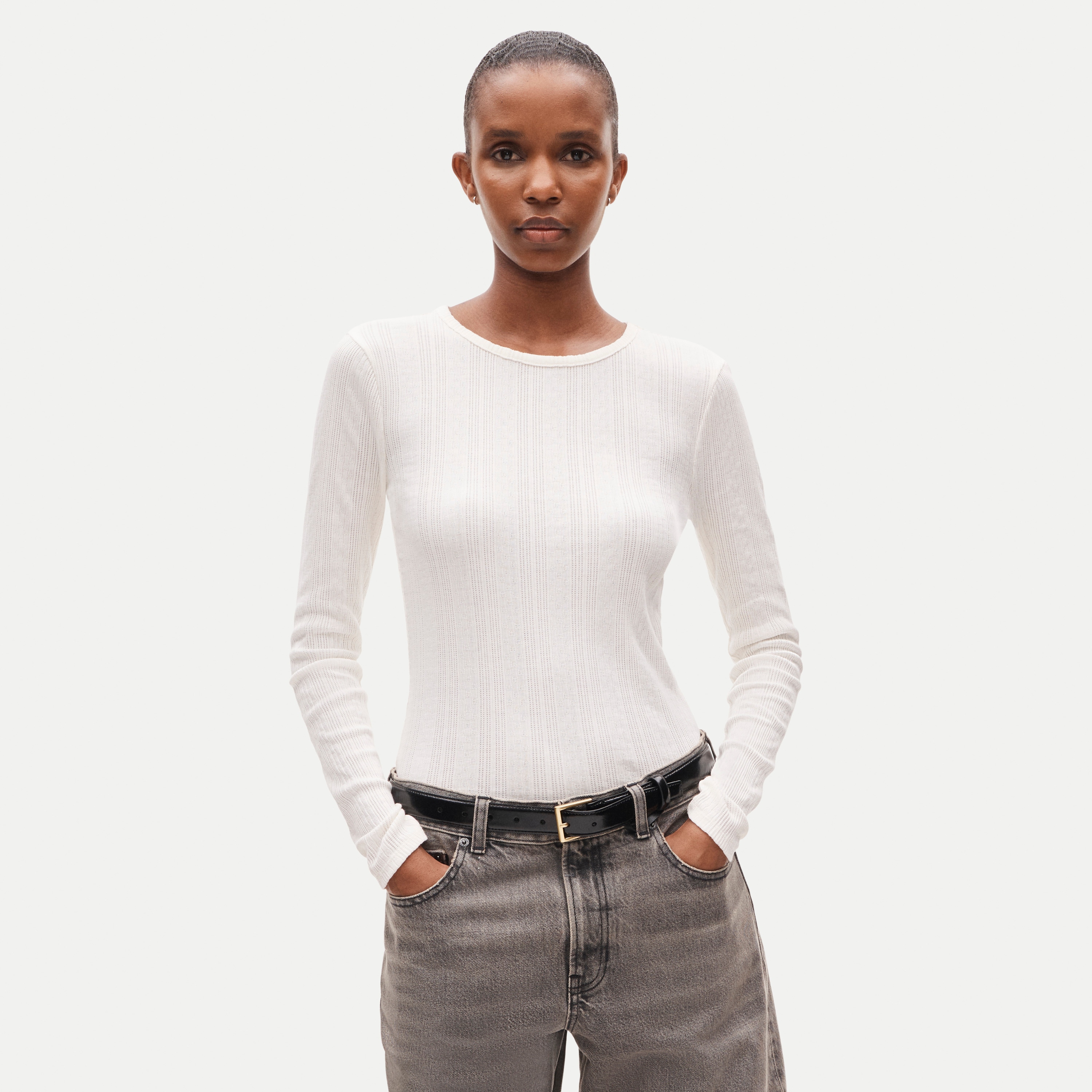 Pointelle long-sleeve T-shirt