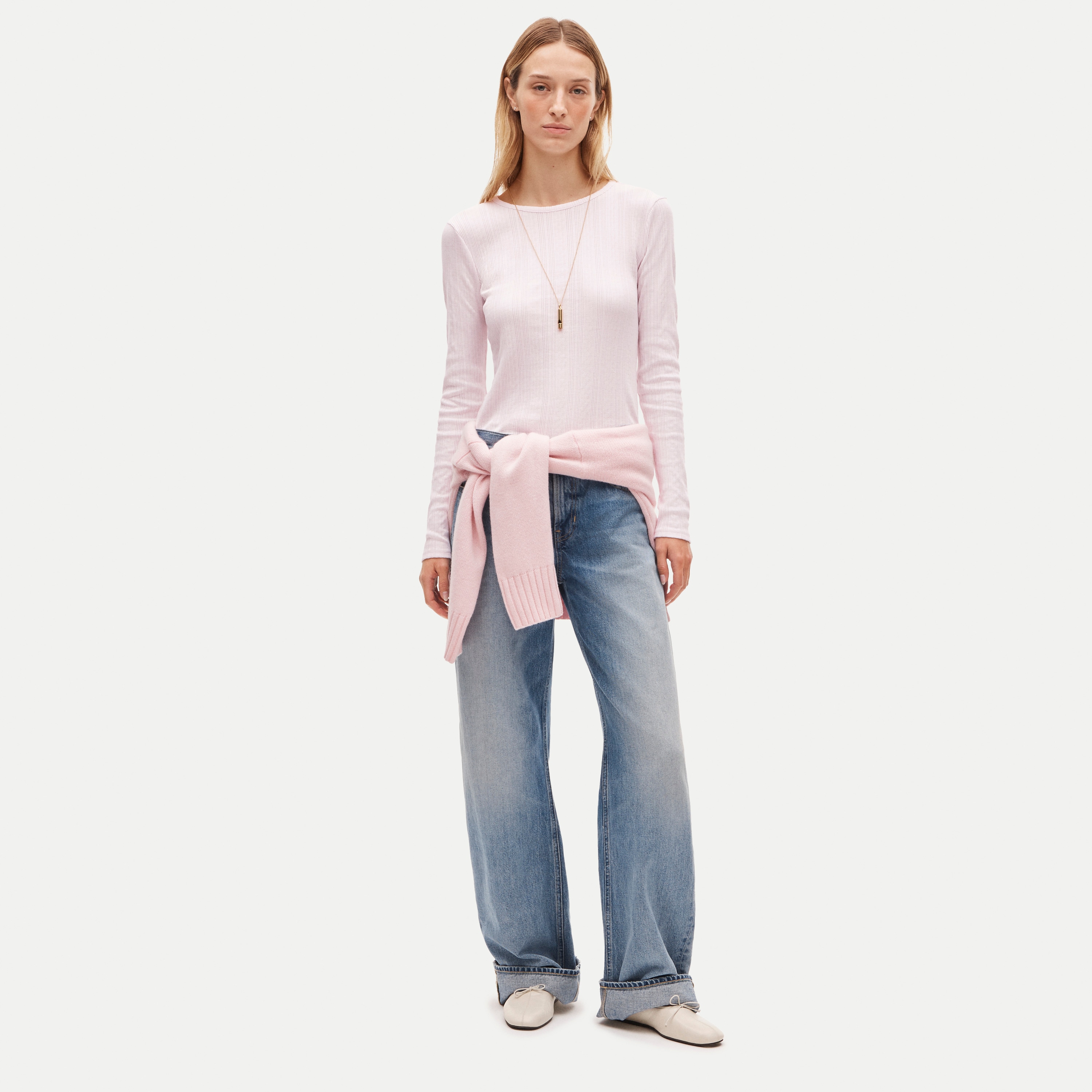 Pointelle long-sleeve T-shirt