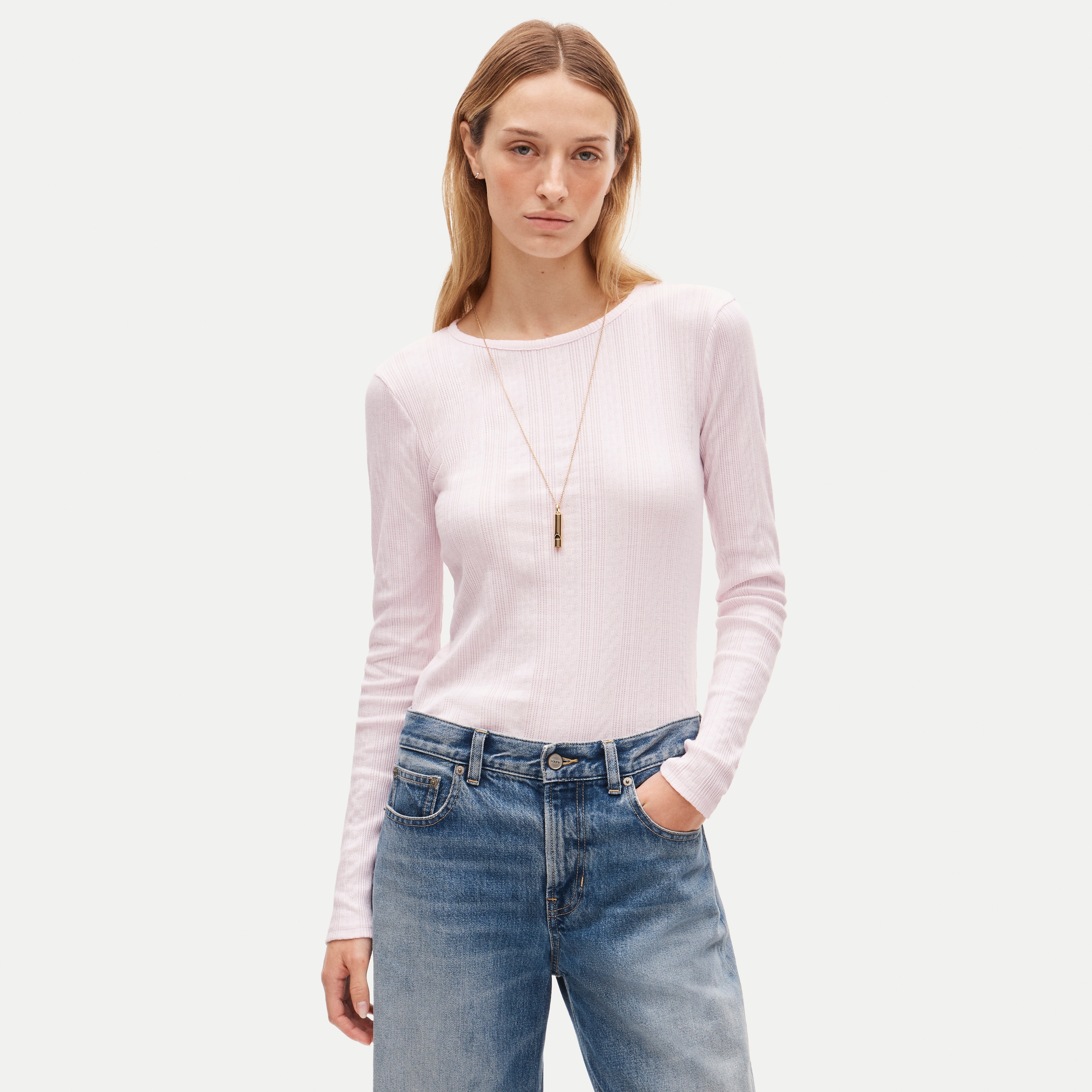 Pointelle long-sleeve T-shirt