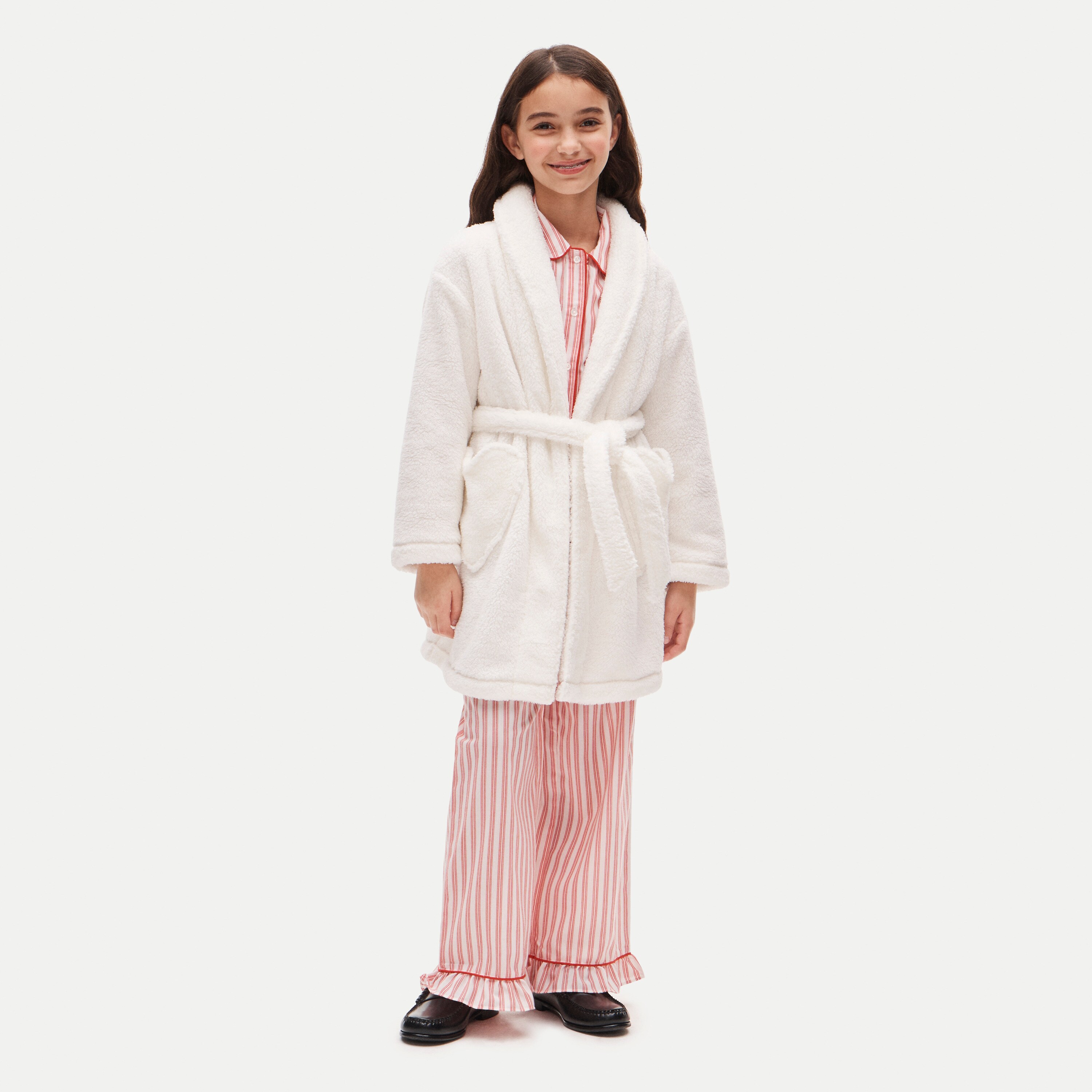 Girls' fleece heart-pocket robe
