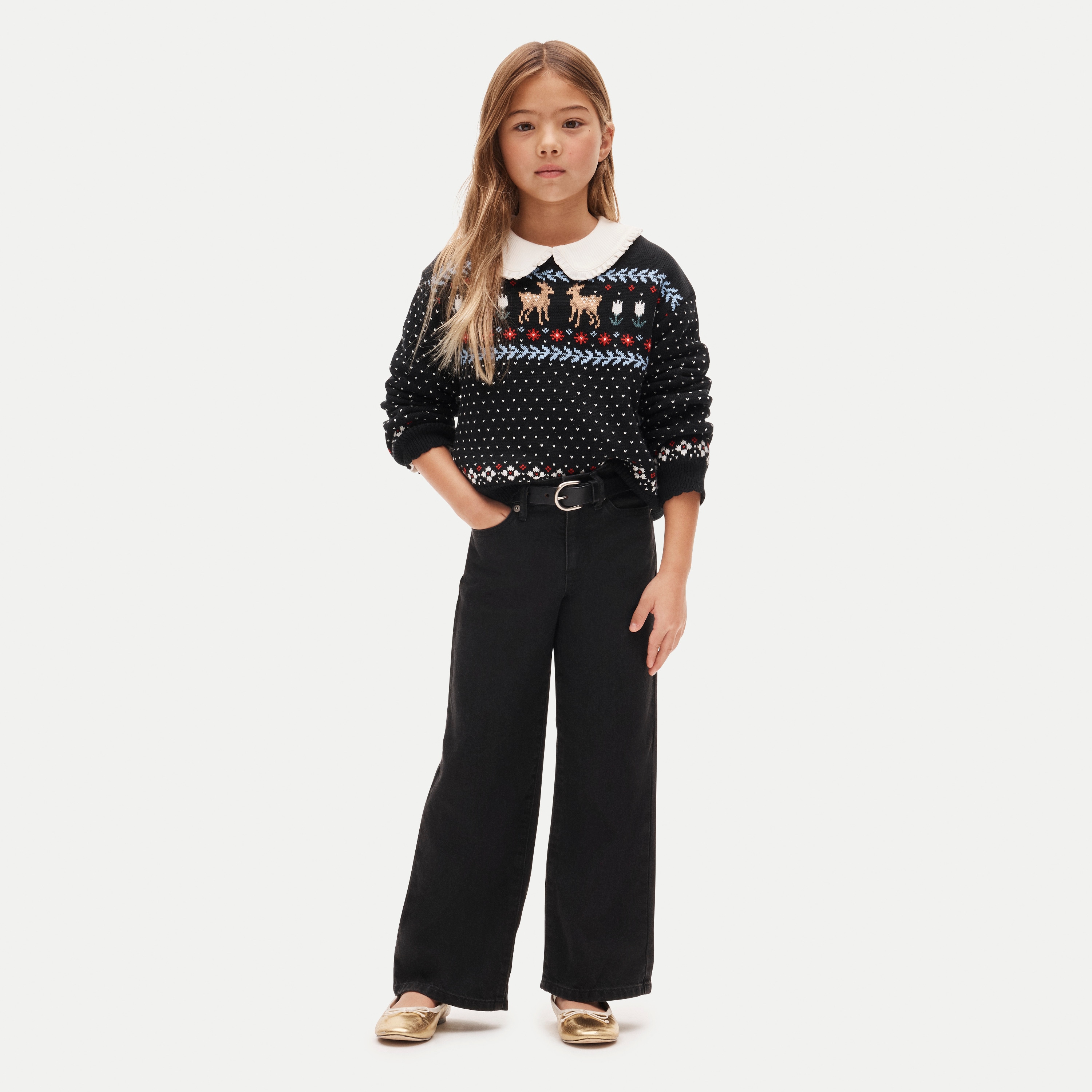 Girls' relaxed wide-leg jean
