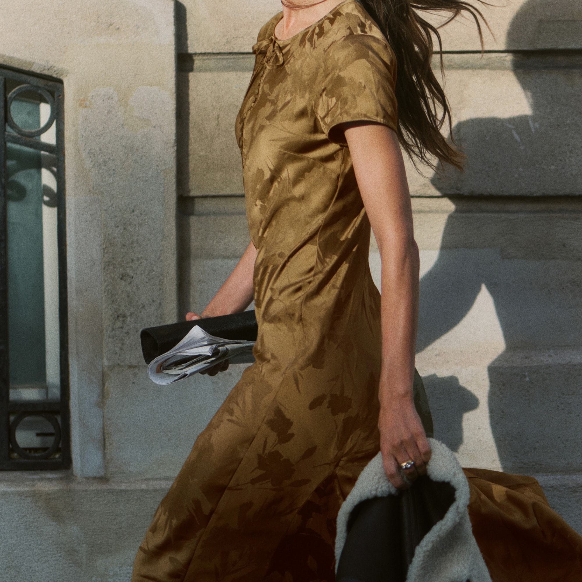 Natasha slip dress in floral-jacquard viscose