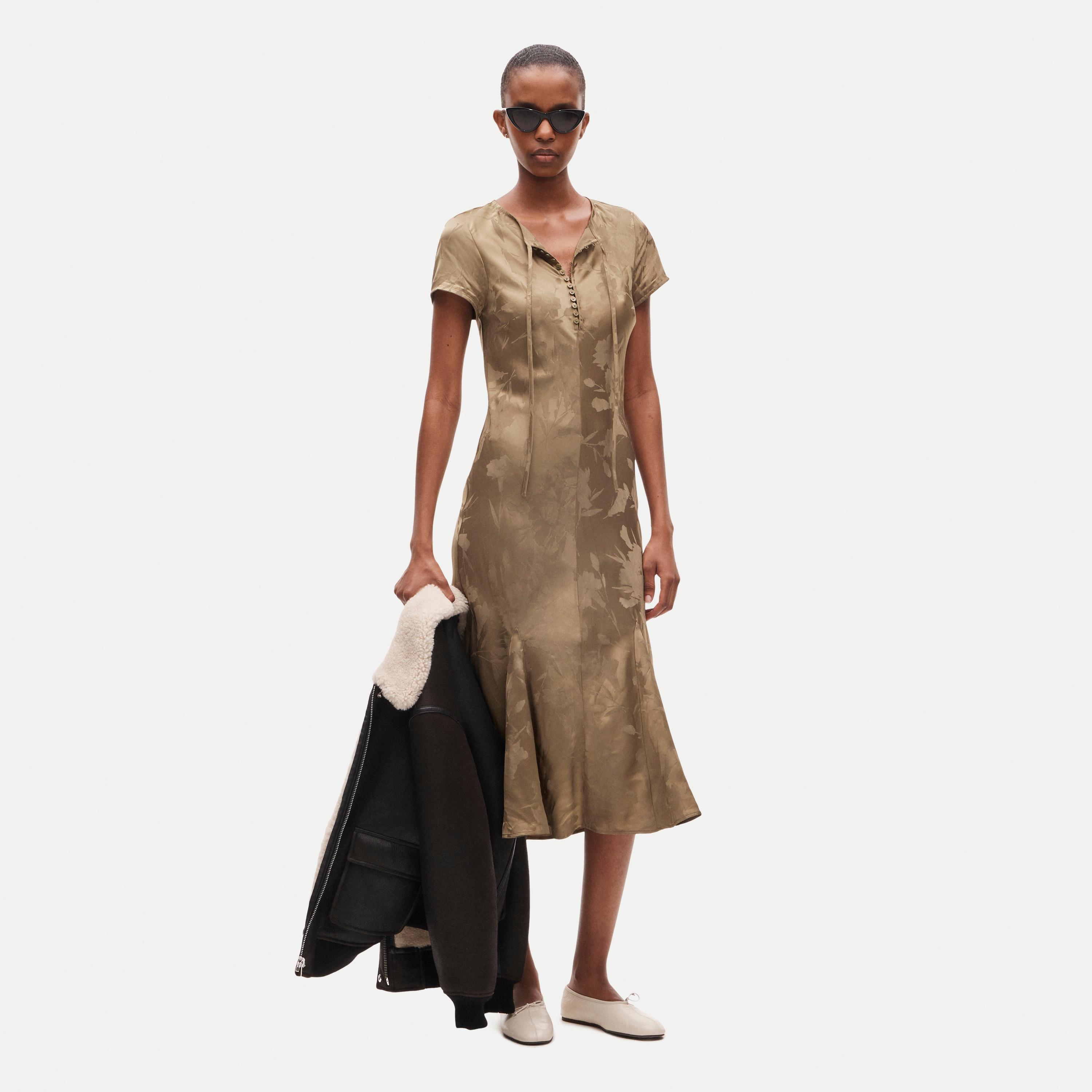 Natasha slip dress in floral-jacquard viscose