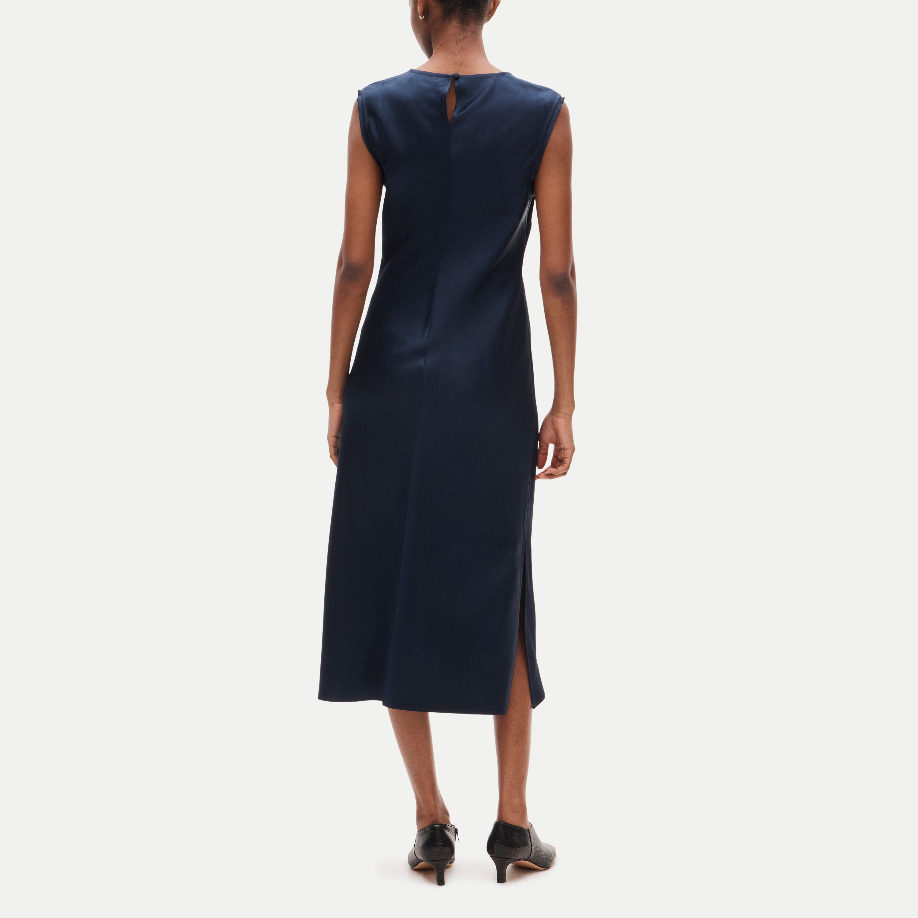 Column slip dress in double-faced satin