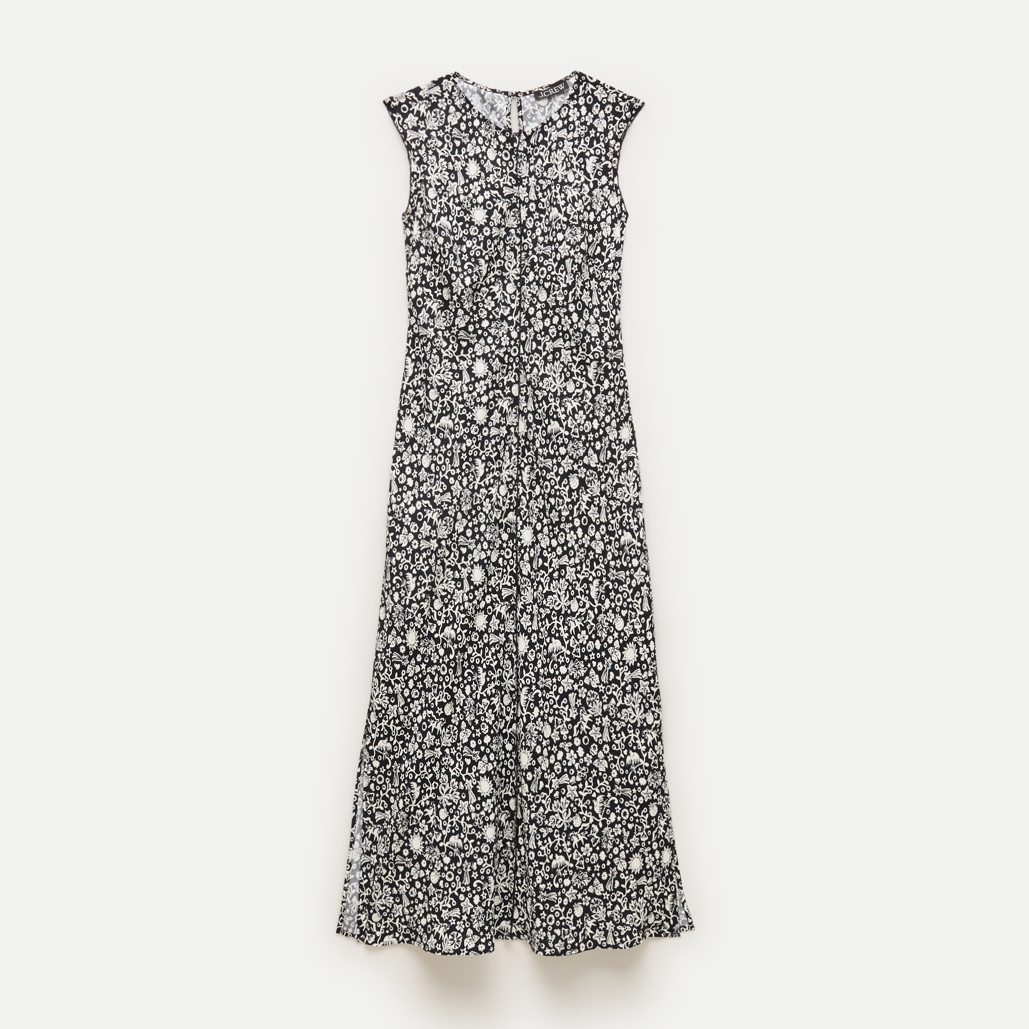 Column slip dress in floral crepe de chine