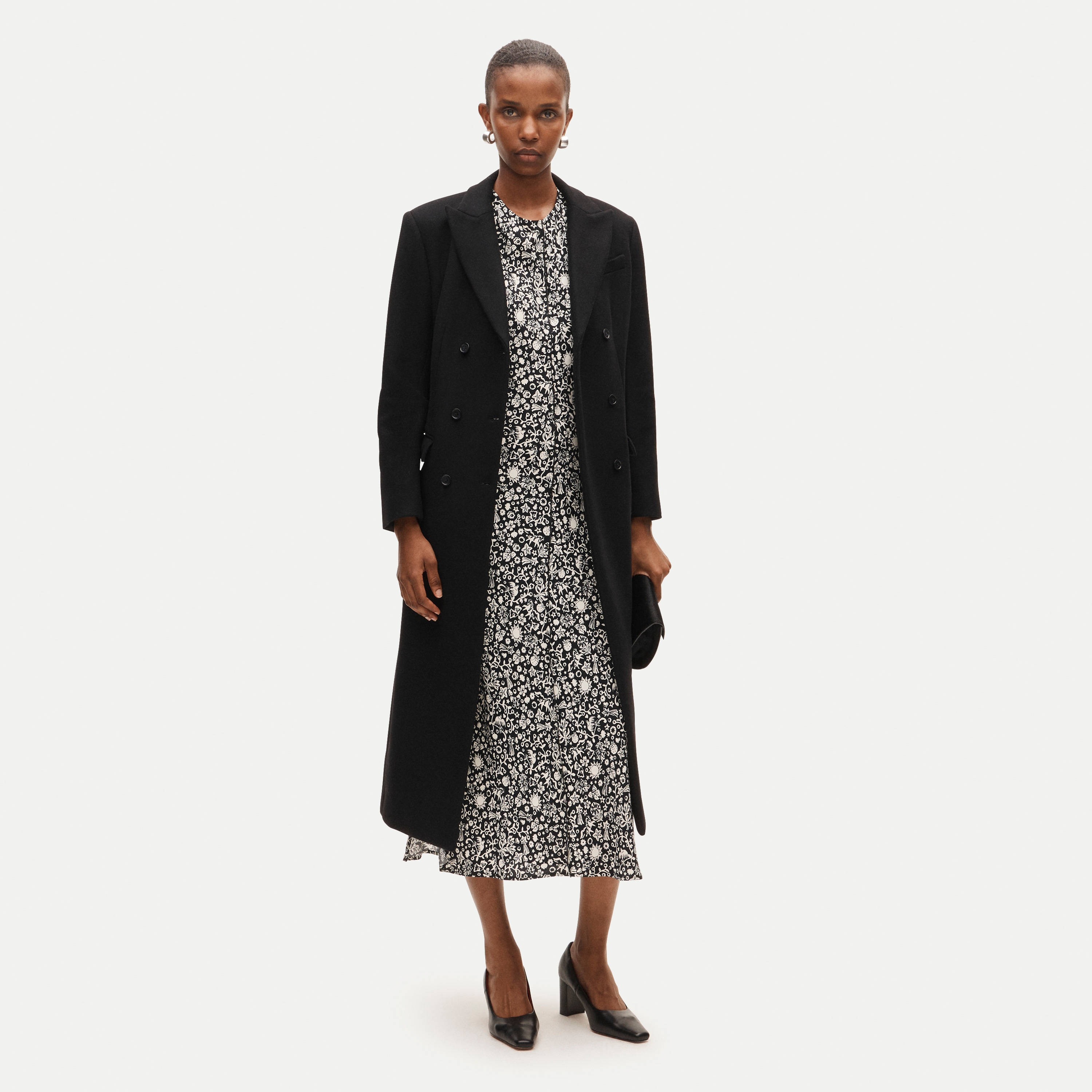 Column slip dress in floral crepe de chine