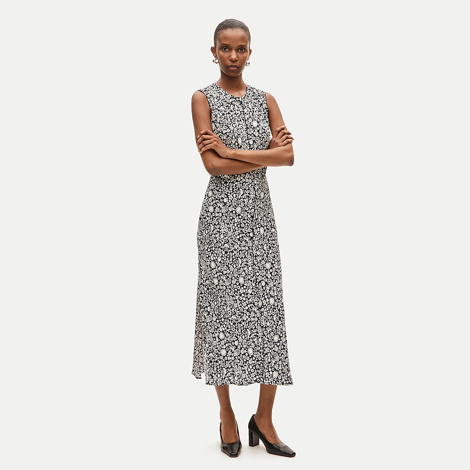 Column slip dress in floral crepe de chine by J.Crew