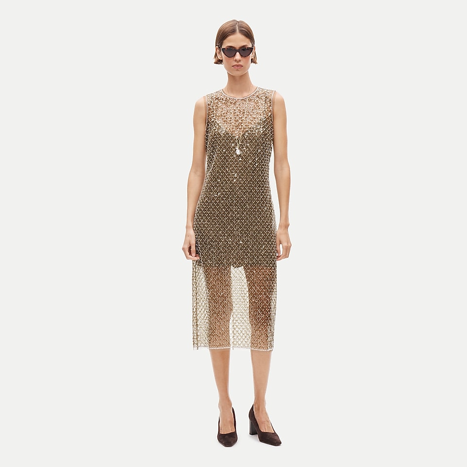 Column slip dress in sequin tulle by J.Crew