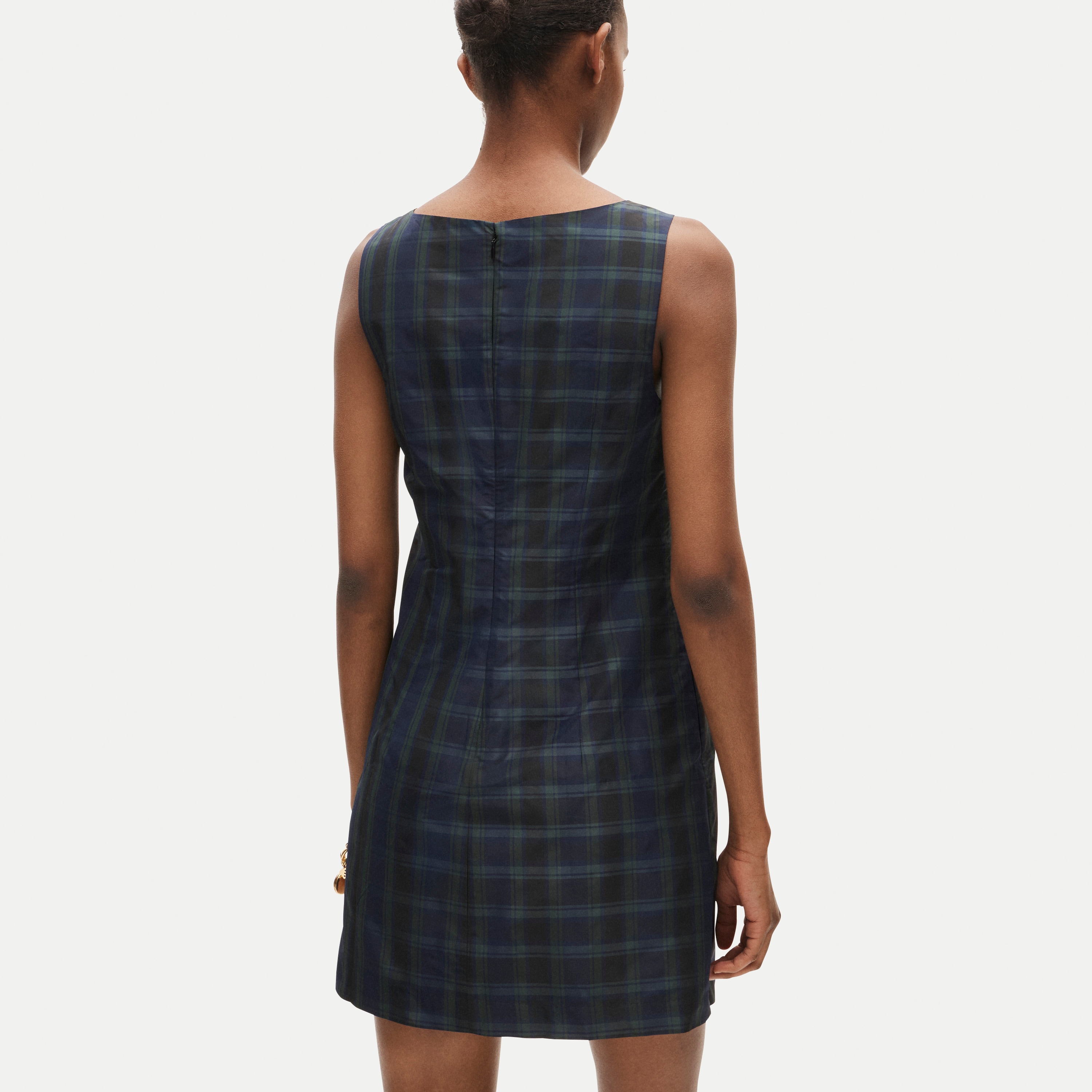 Shift dress in tartan taffeta