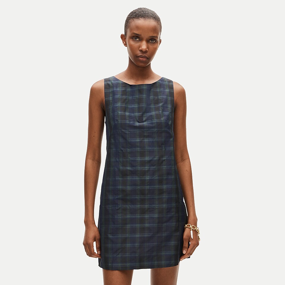 Shift dress in tartan taffeta by J.Crew