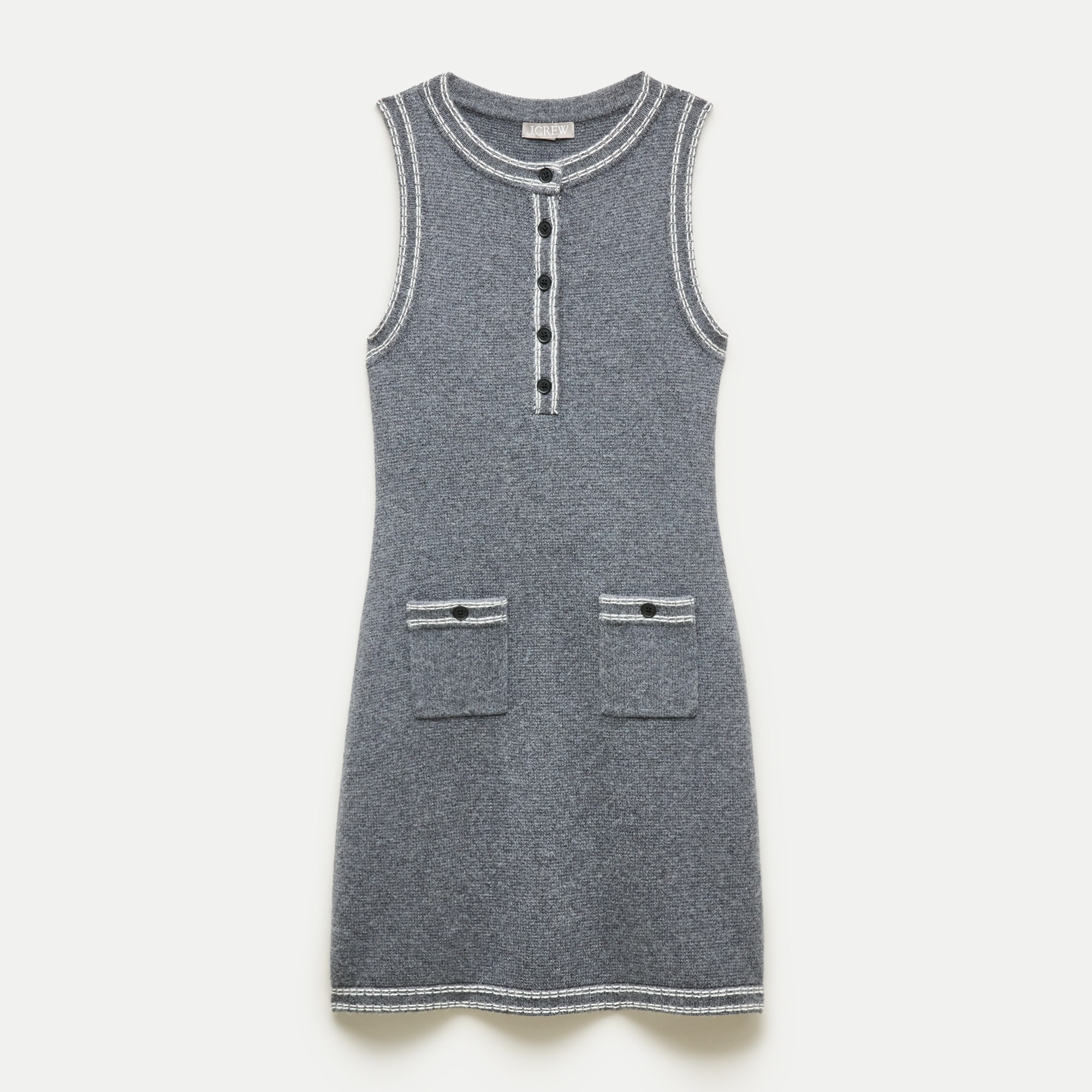 Mini sleeveless sweater-dress in lambswool
