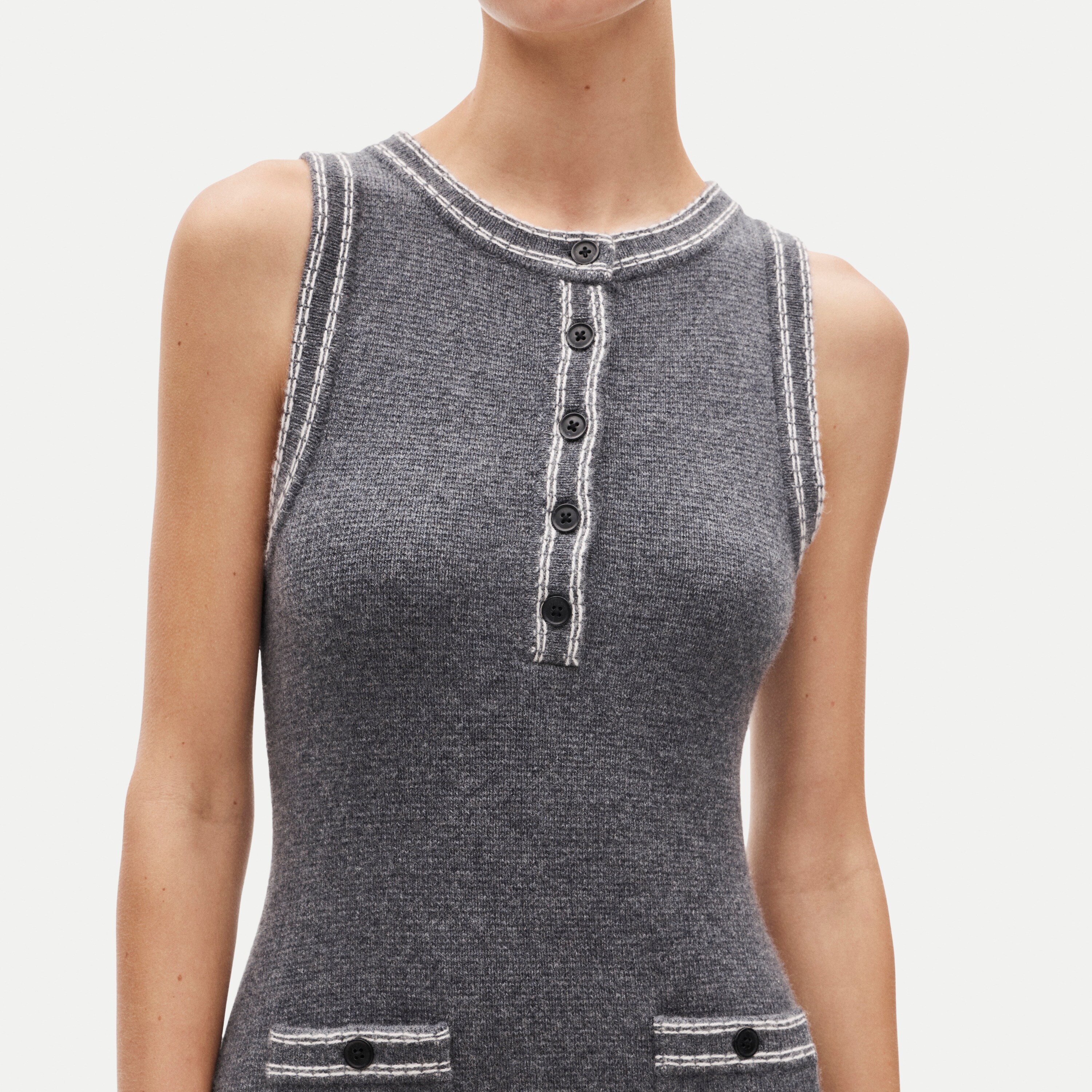 Mini sleeveless sweater-dress in lambswool