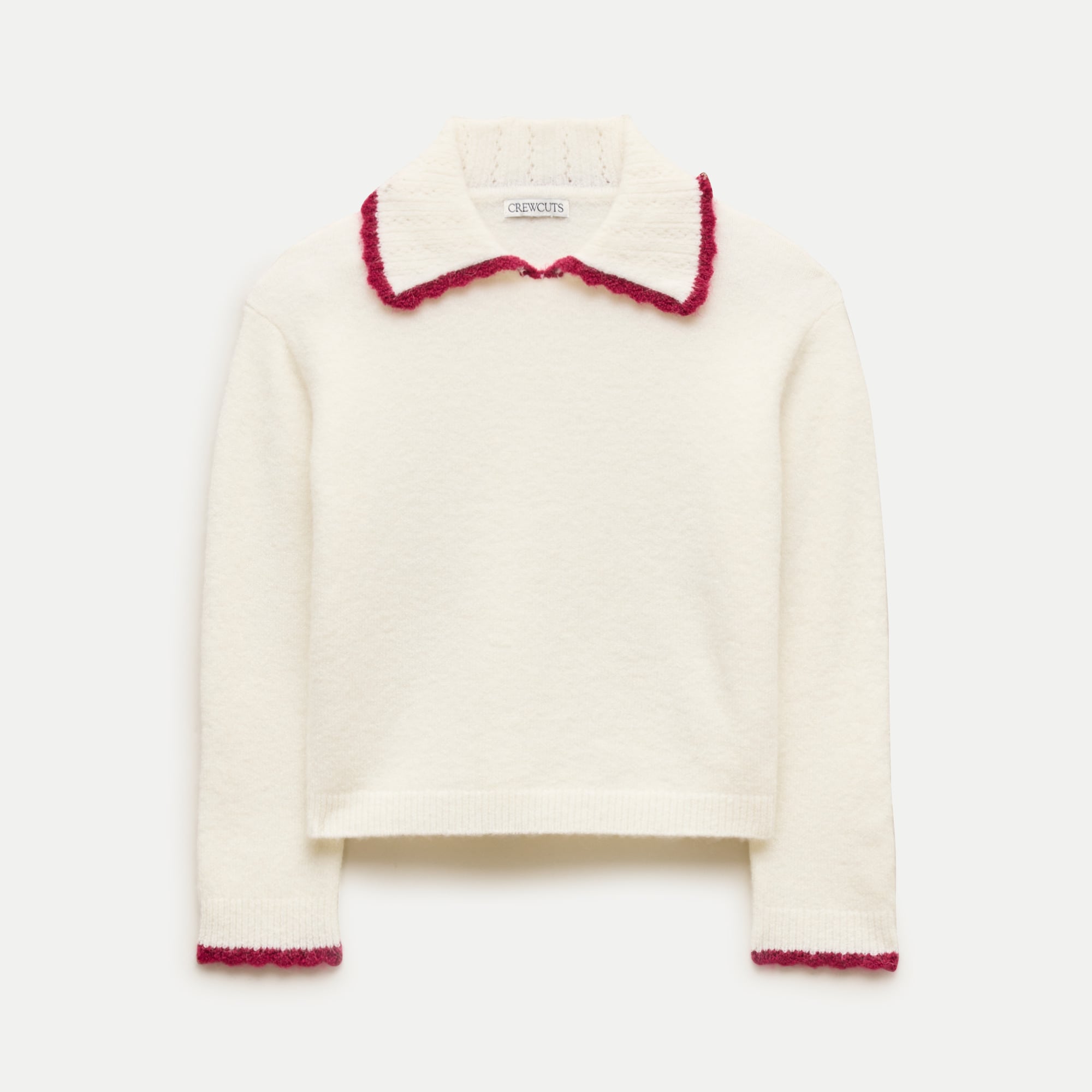 Girls' scallop-trim sweater-polo in Supersoft yarn