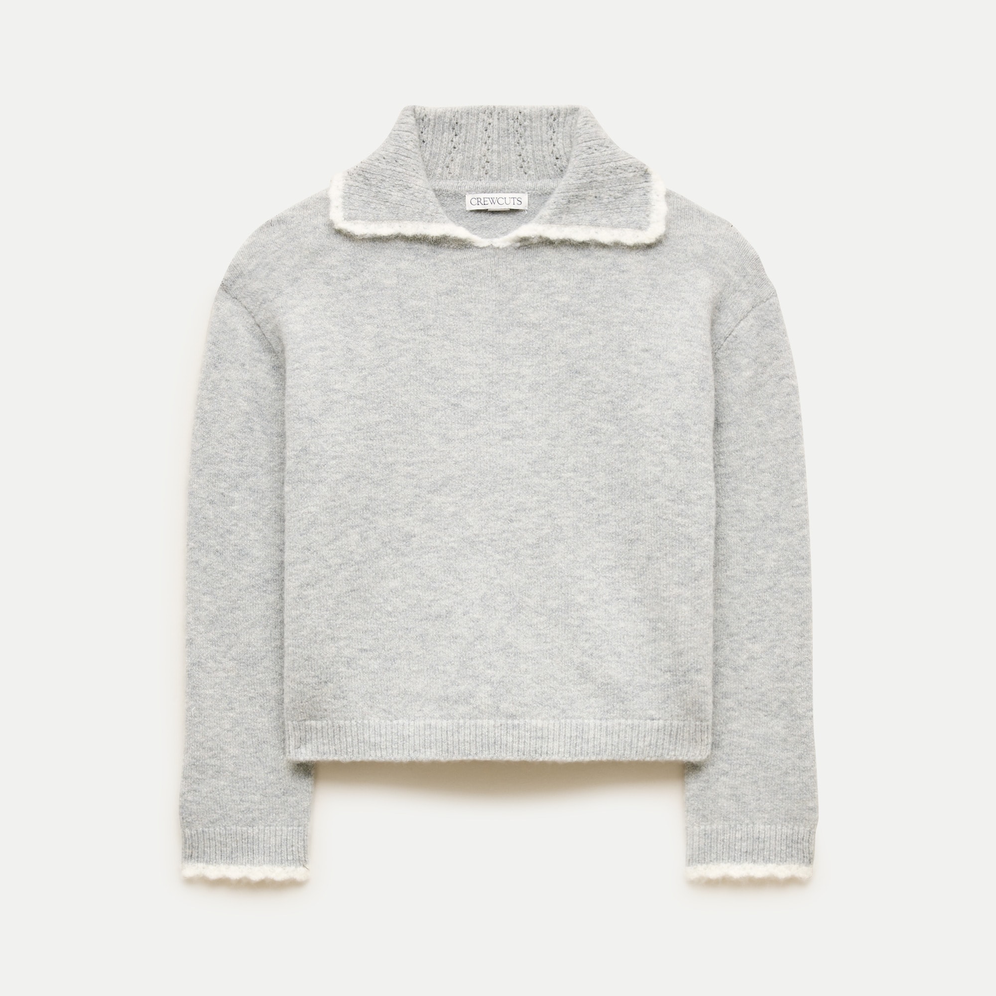 Girls' scallop-trim sweater-polo in Supersoft yarn