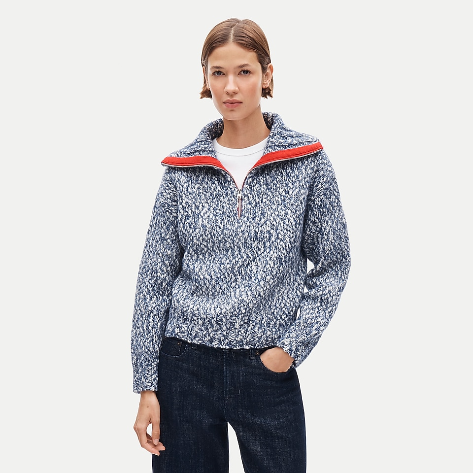 Quarter-zip sweater in Italian wool blend by J.Crew