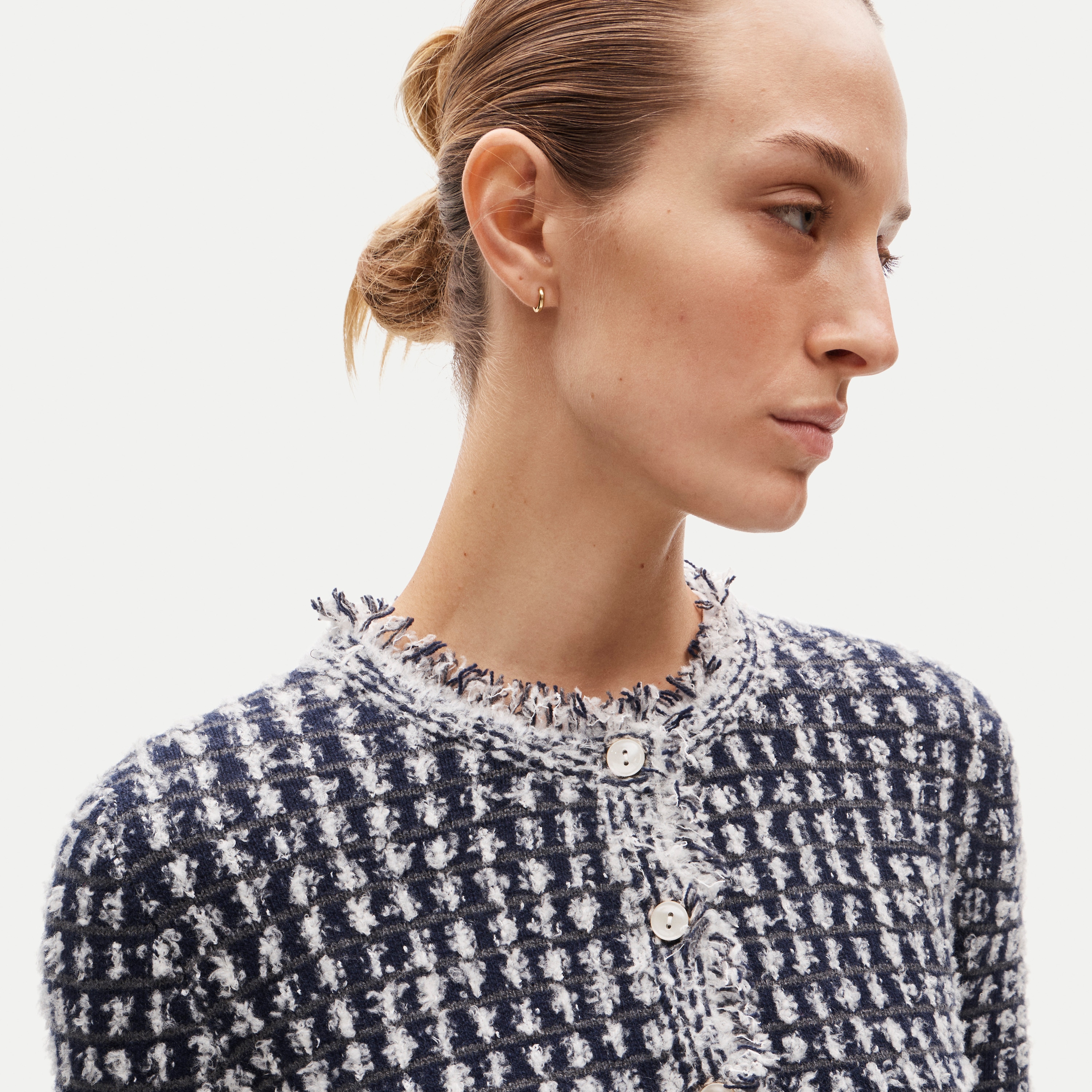 Sweater-jacket in textured merino wool blend
