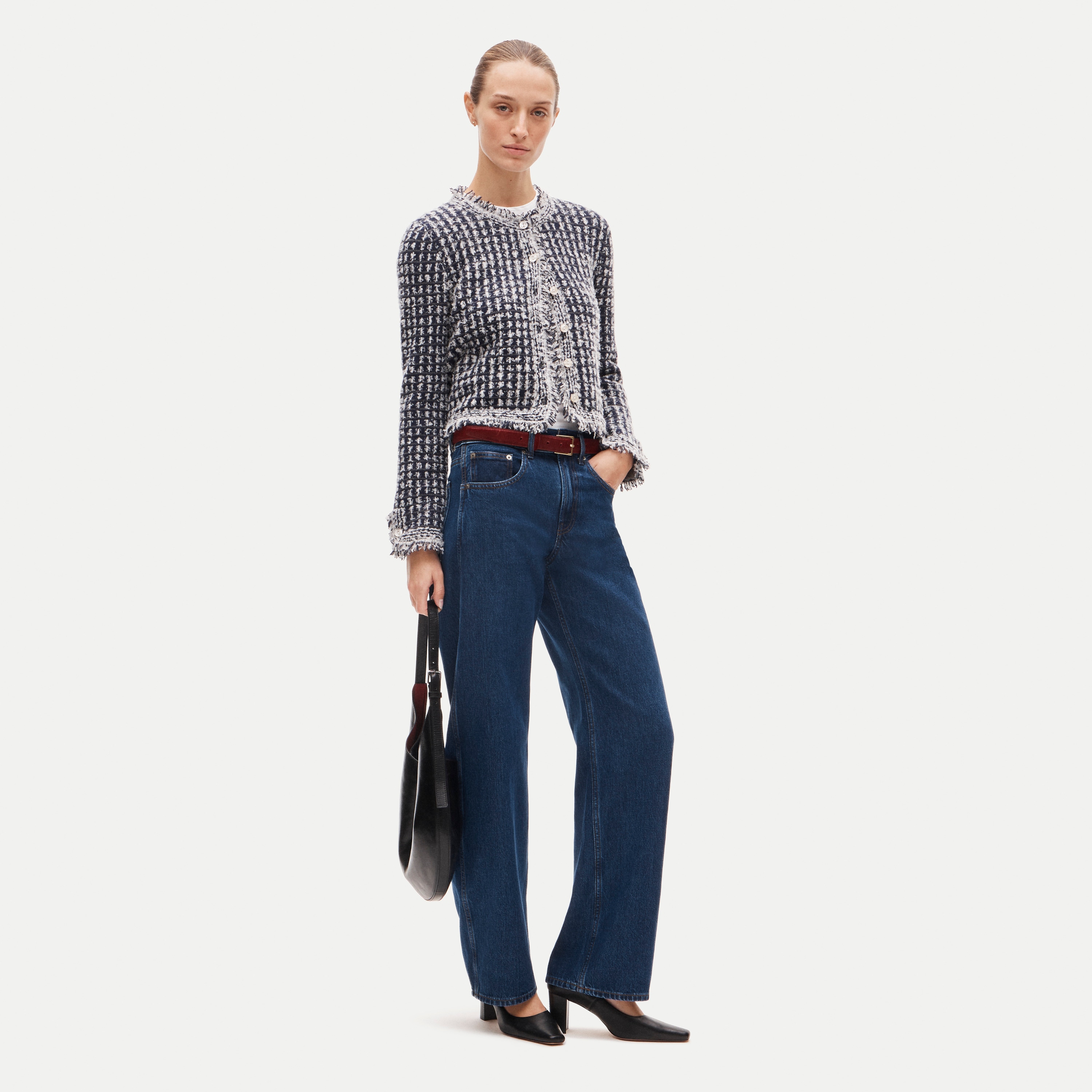 Sweater-jacket in textured merino wool blend