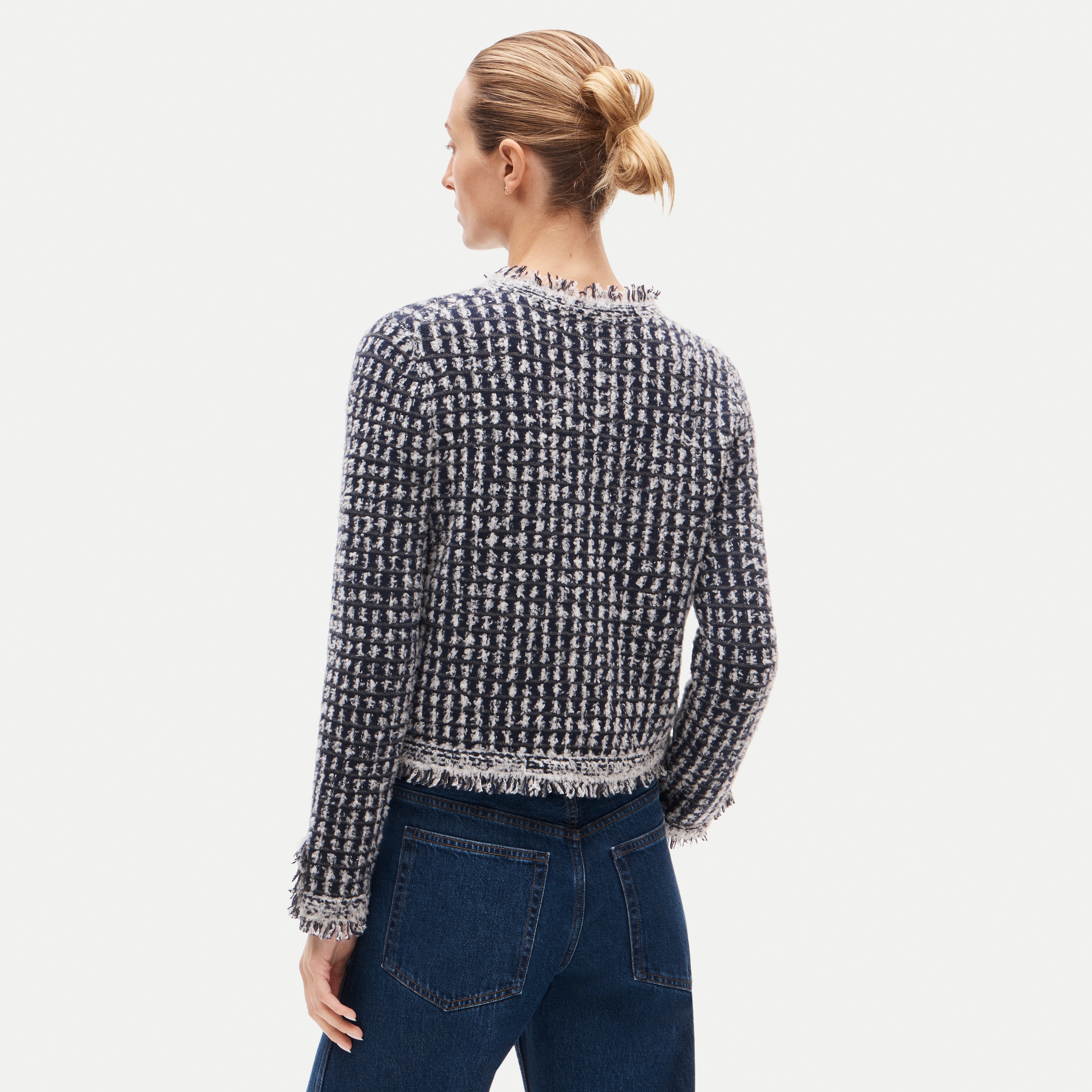 Sweater-jacket in textured merino wool blend
