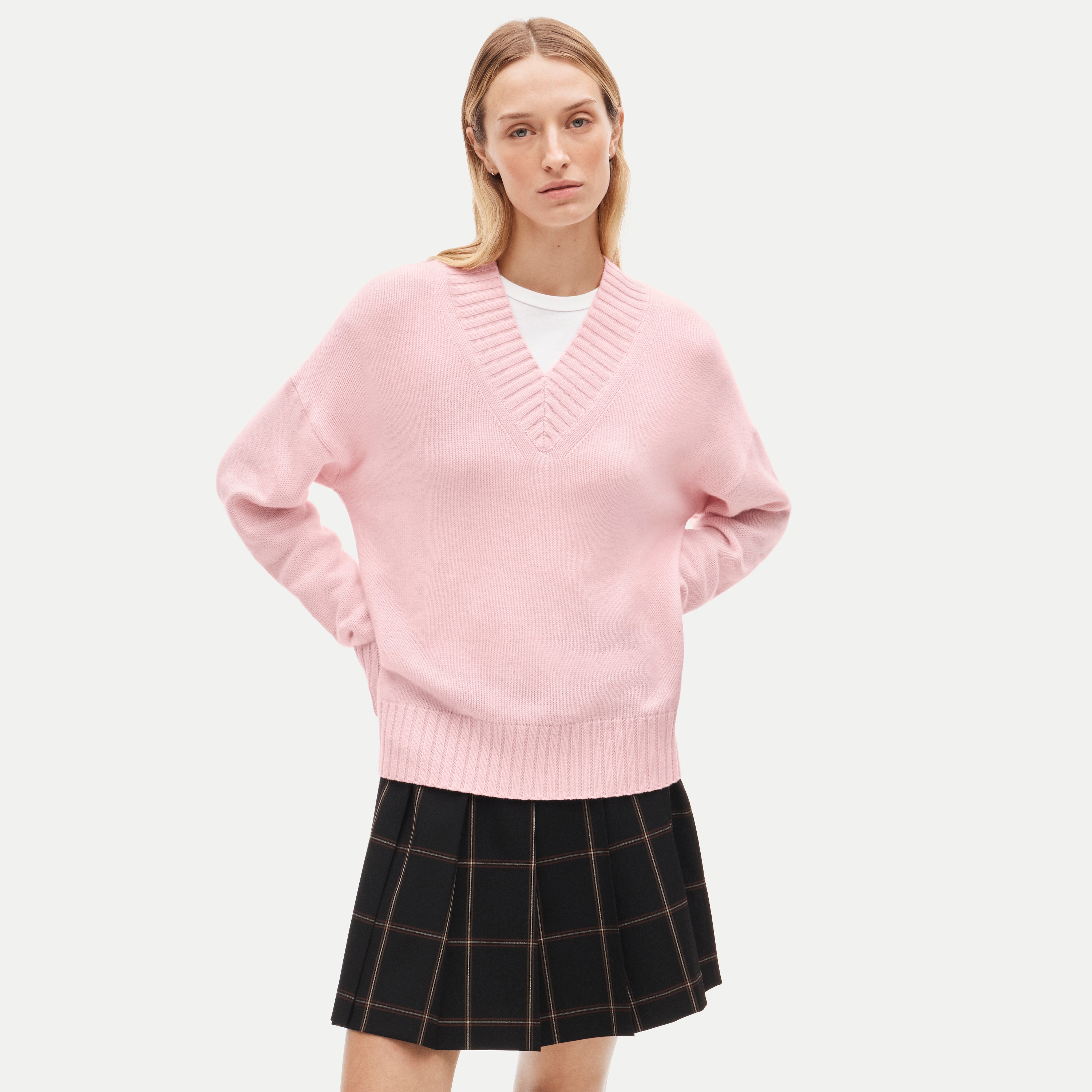Oversized cashmere V-neck sweater