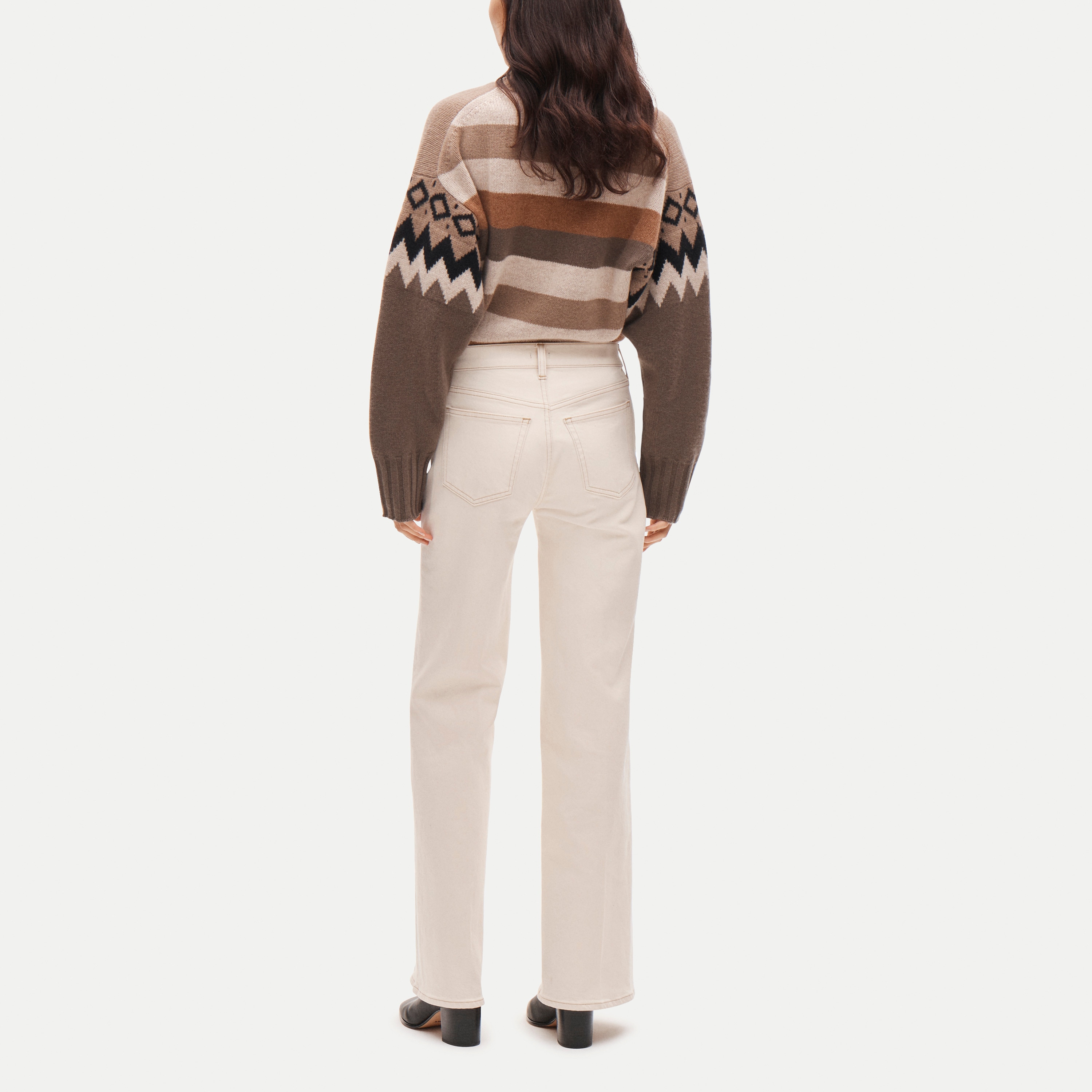 High-waisted denim trouser jean